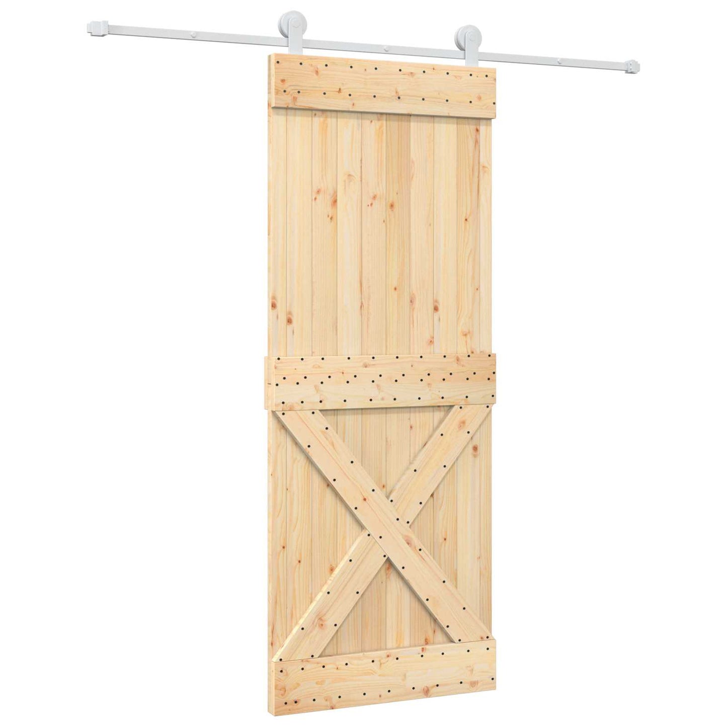 vidaXL Συρόμενη Πόρτα Φυσικό και Λευκό 80 x 210 cm