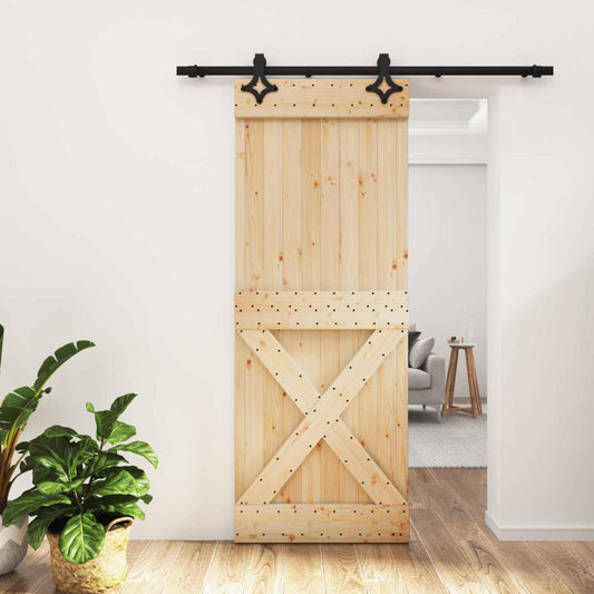 vidaXL Συρόμενη Πόρτα Φυσικό και Μαύρο 80 x 210 cm