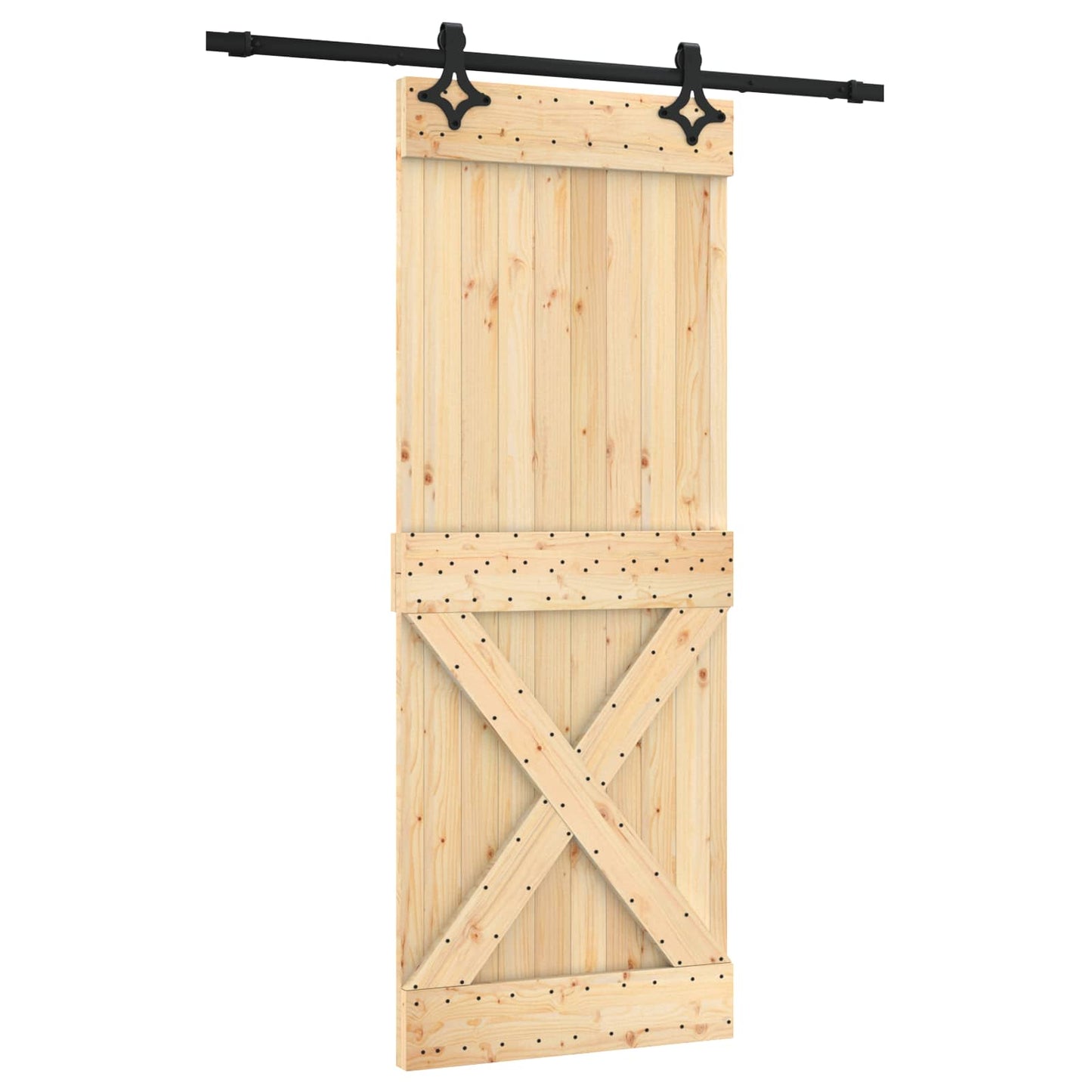 vidaXL Συρόμενη Πόρτα Φυσικό και Μαύρο 80 x 210 cm
