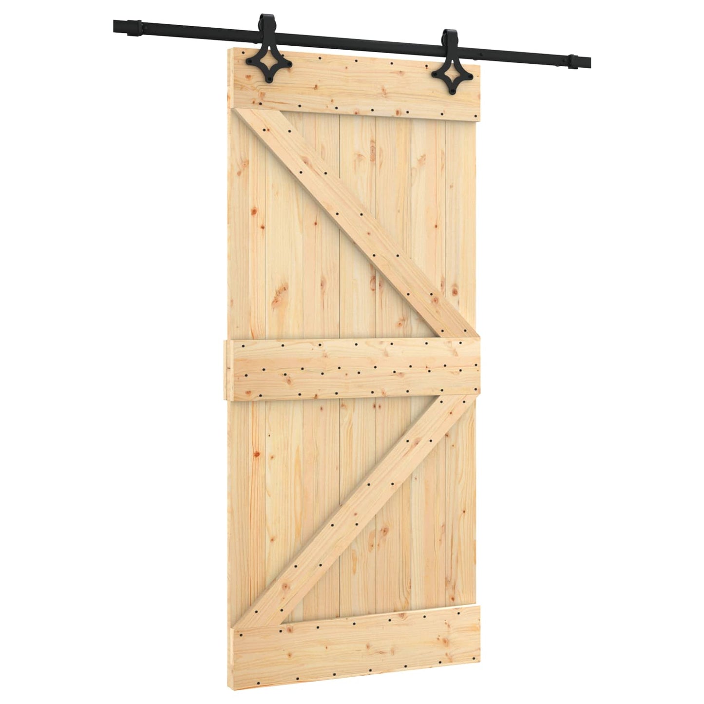 vidaXL Συρόμενη Πόρτα Φυσικό και Μαύρο 95 x 210 cm