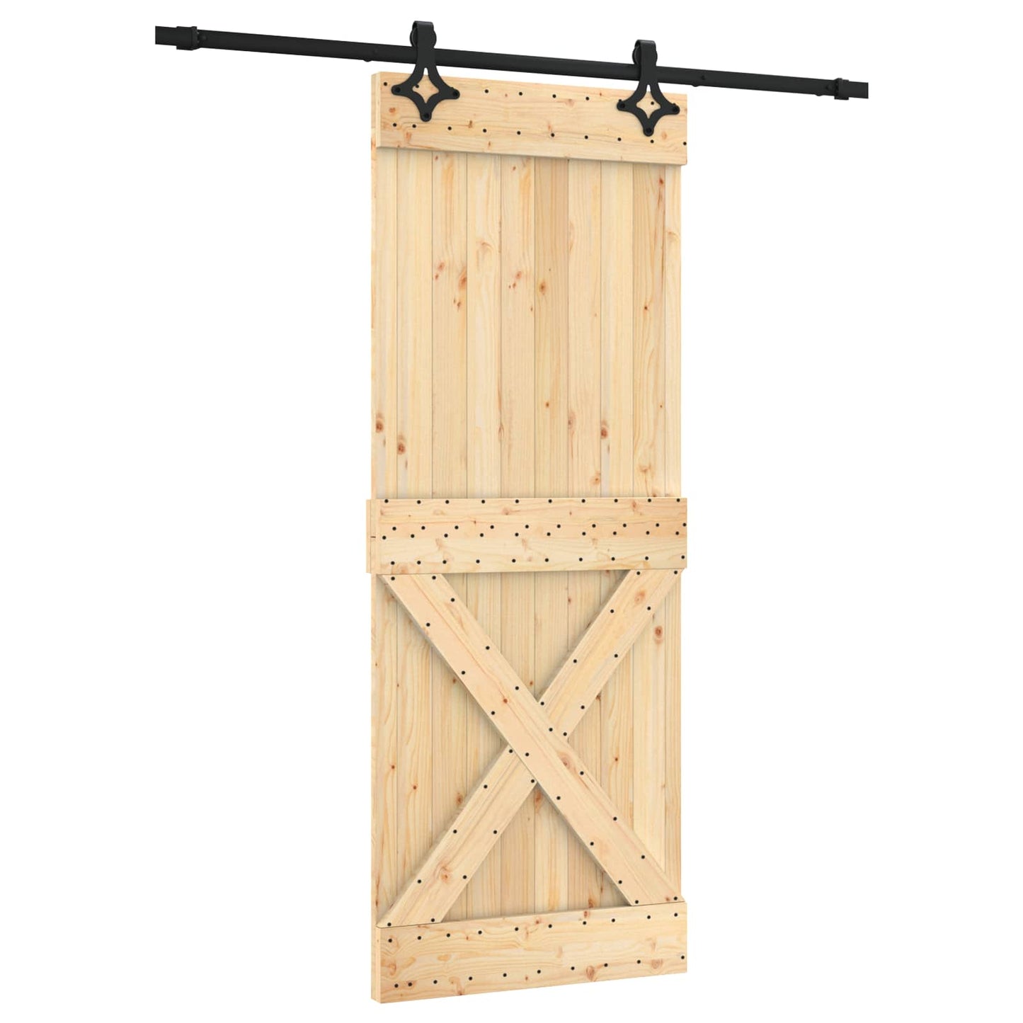 vidaXL Συρόμενη Πόρτα Φυσικό και Μαύρο 80 x 210 cm