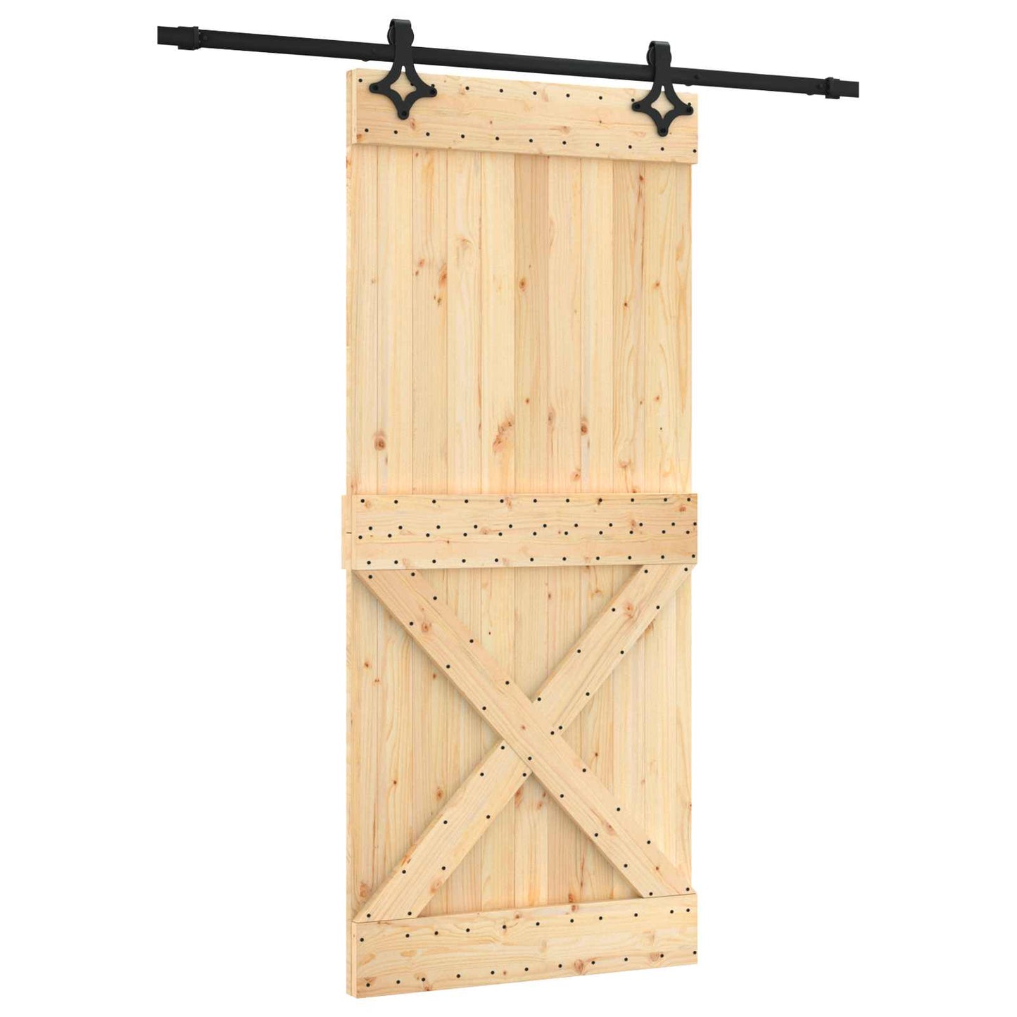 vidaXL Συρόμενη Πόρτα Φυσικό και Μαύρο 90 x 210 cm