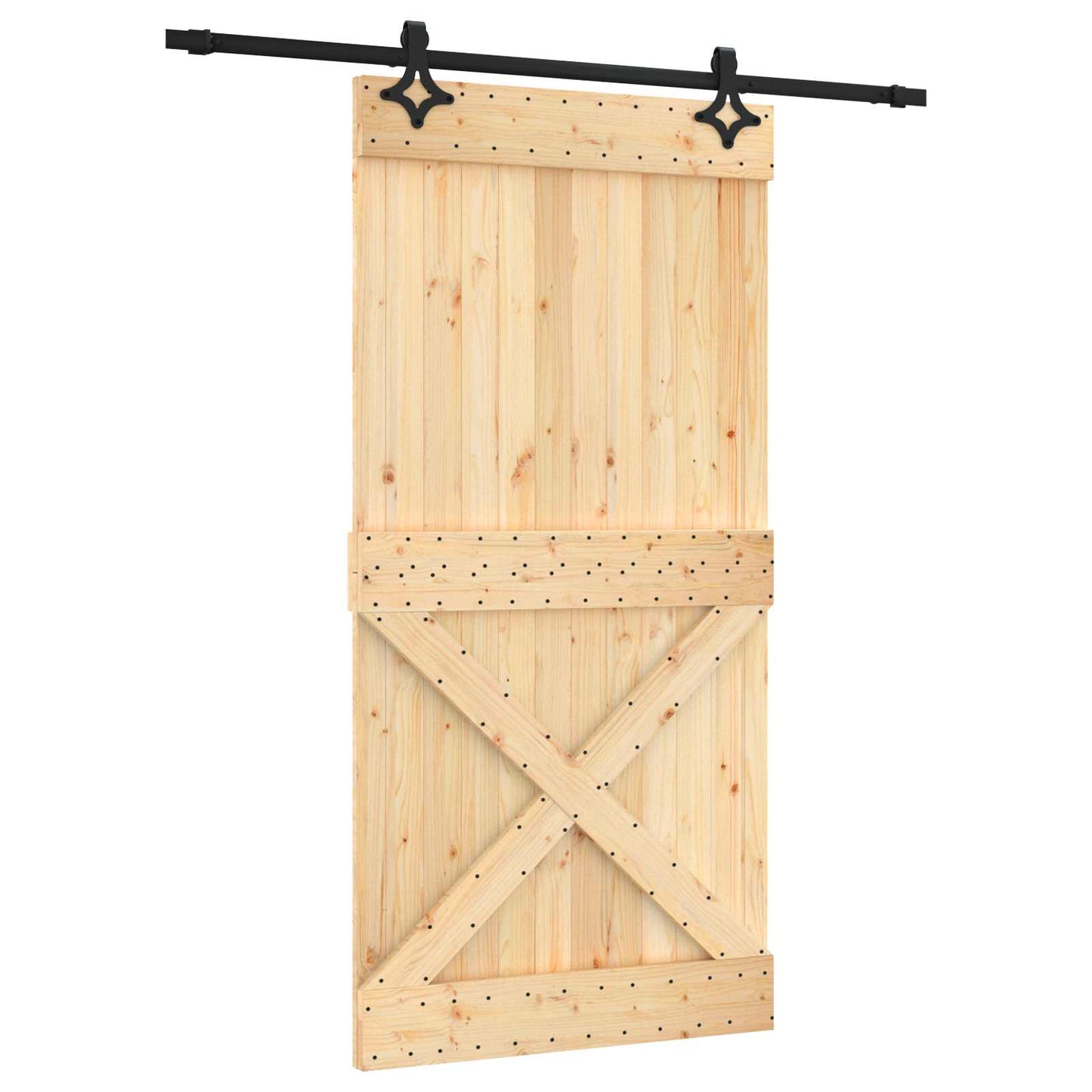 vidaXL Συρόμενη Πόρτα Φυσικό και Μαύρο 100 x 210 cm