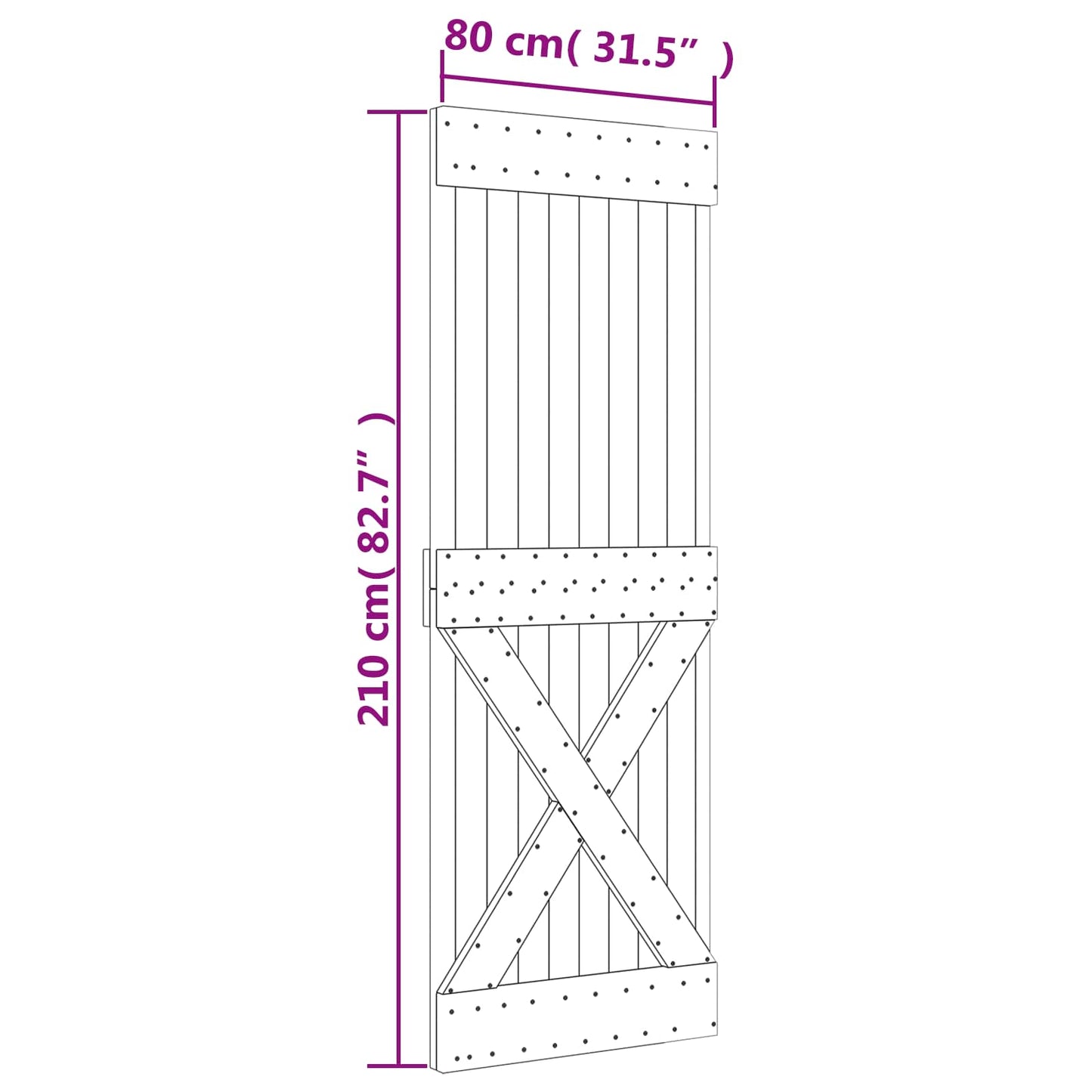vidaXL Συρόμενη Πόρτα Φυσικό και Λευκό 80 x 210 cm