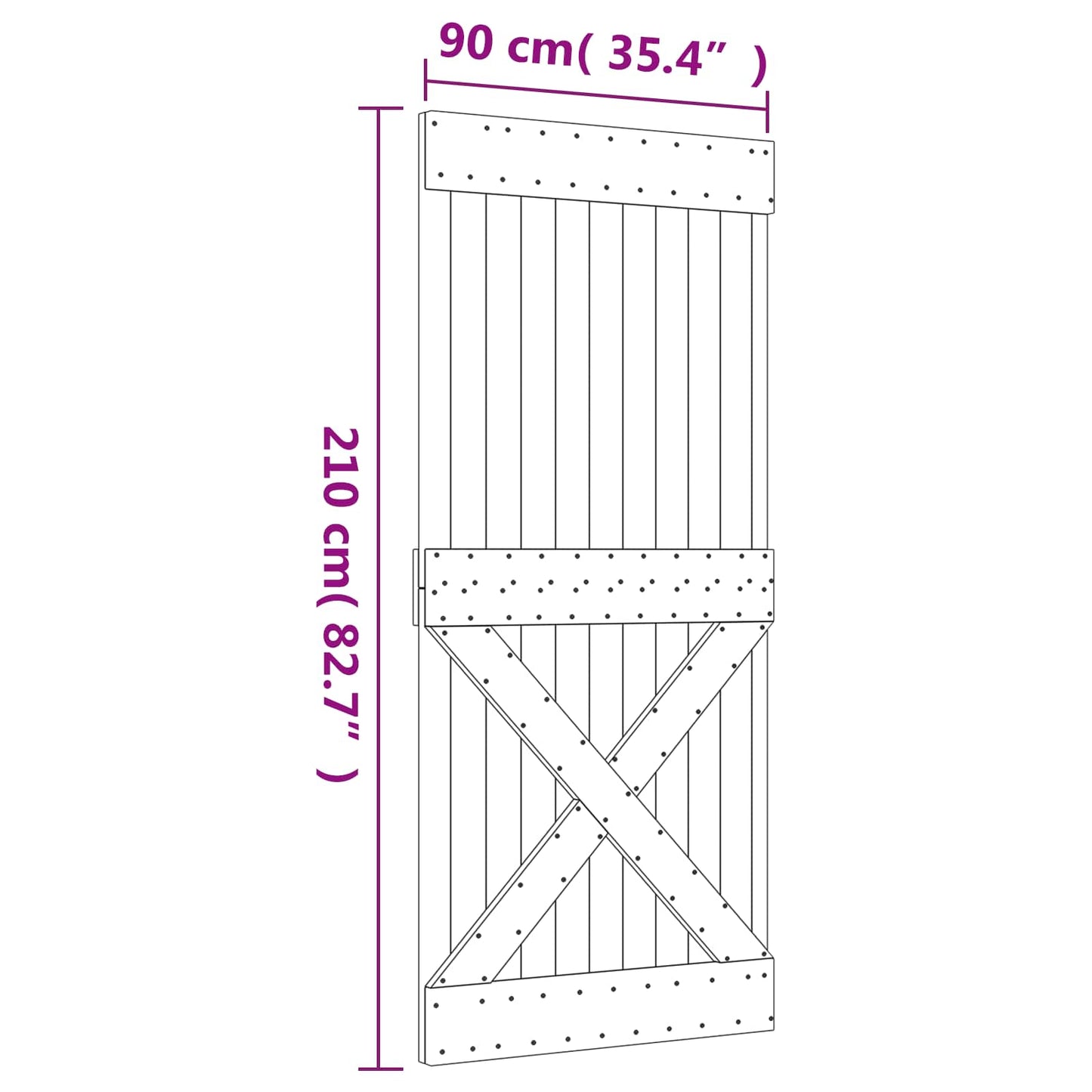 vidaXL Συρόμενη Πόρτα Φυσικό και Λευκό 90 x 210 cm