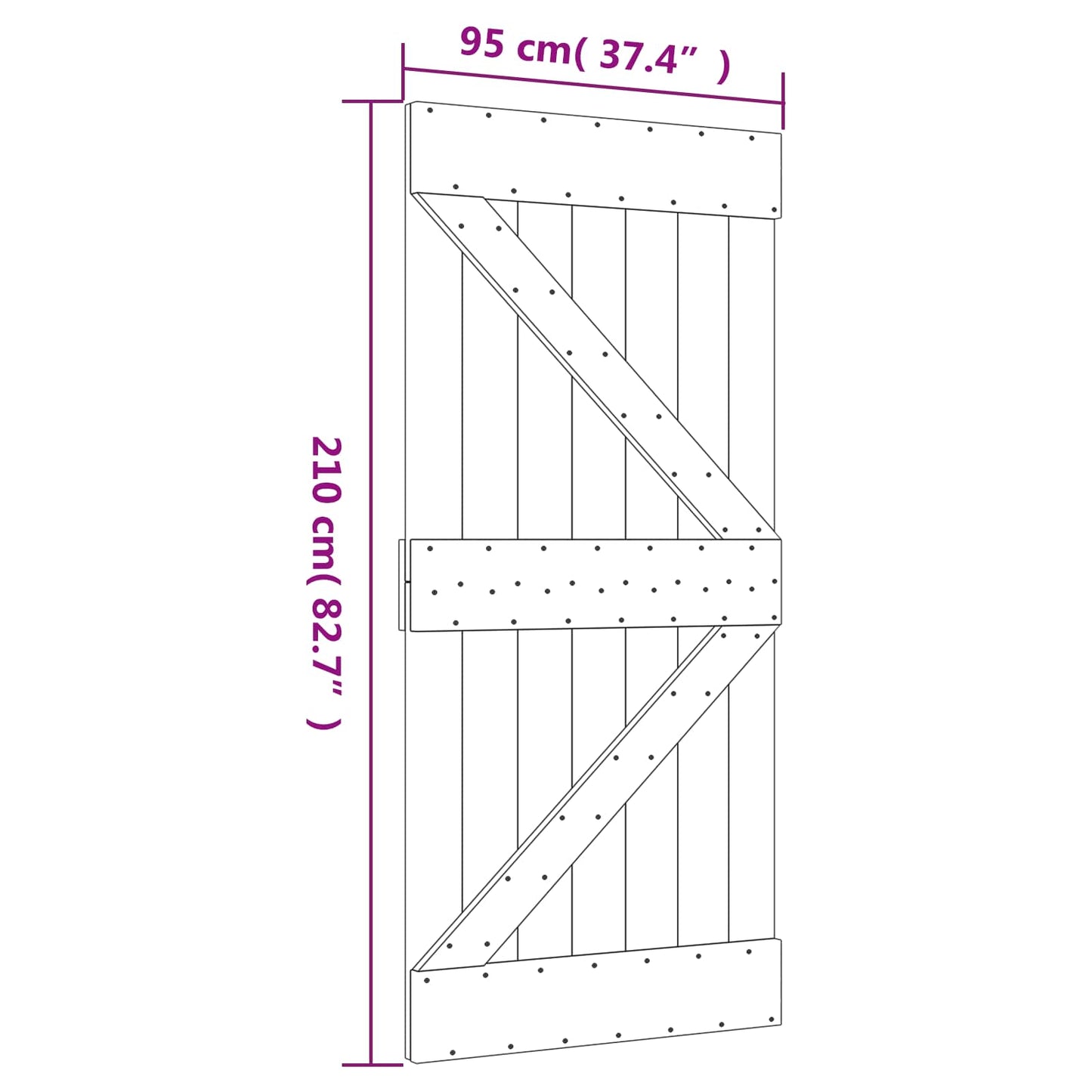 vidaXL Συρόμενη Πόρτα Φυσικό και Λευκό 95 x 210 cm