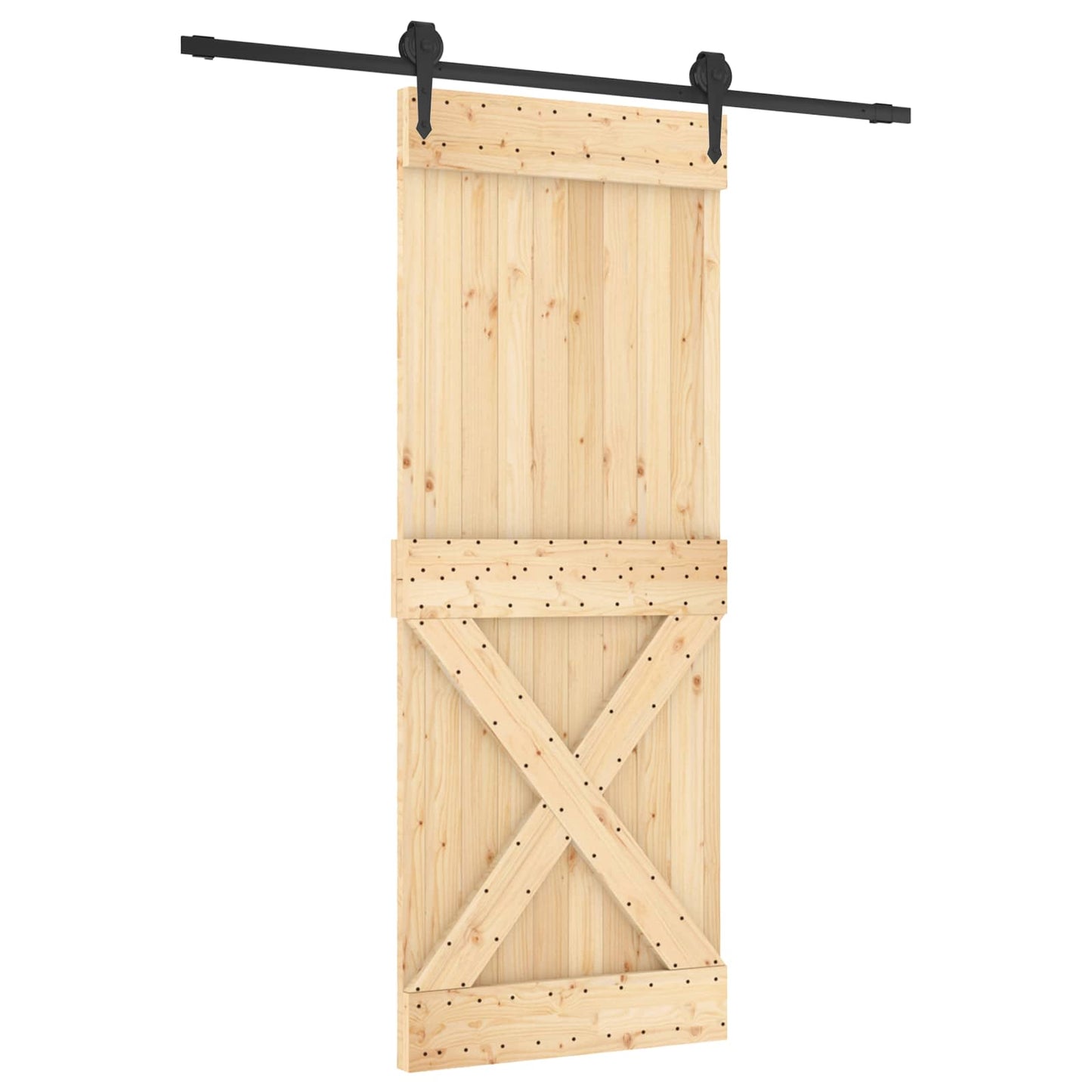 vidaXL Συρόμενη Πόρτα Φυσικό και Μαύρο 80 x 210 cm