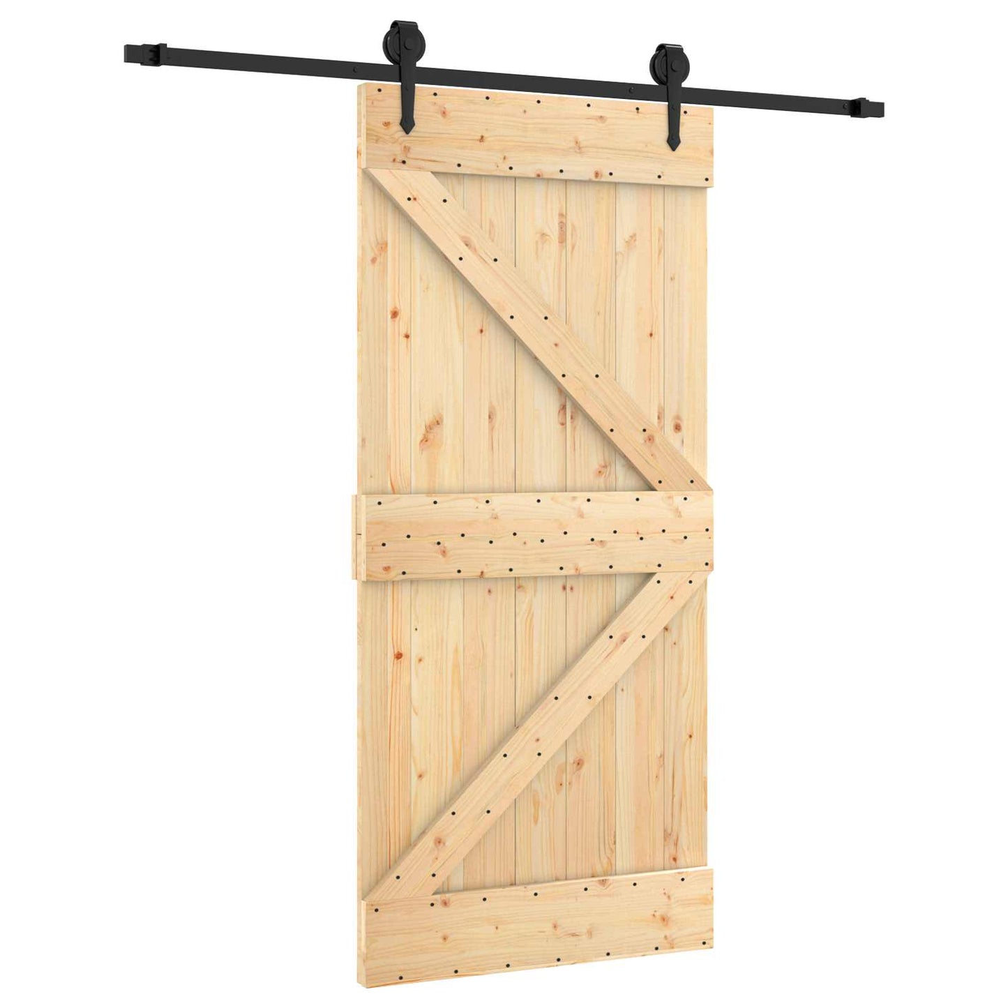 vidaXL Συρόμενη Πόρτα Φυσικό και Μαύρο 95 x 210 cm