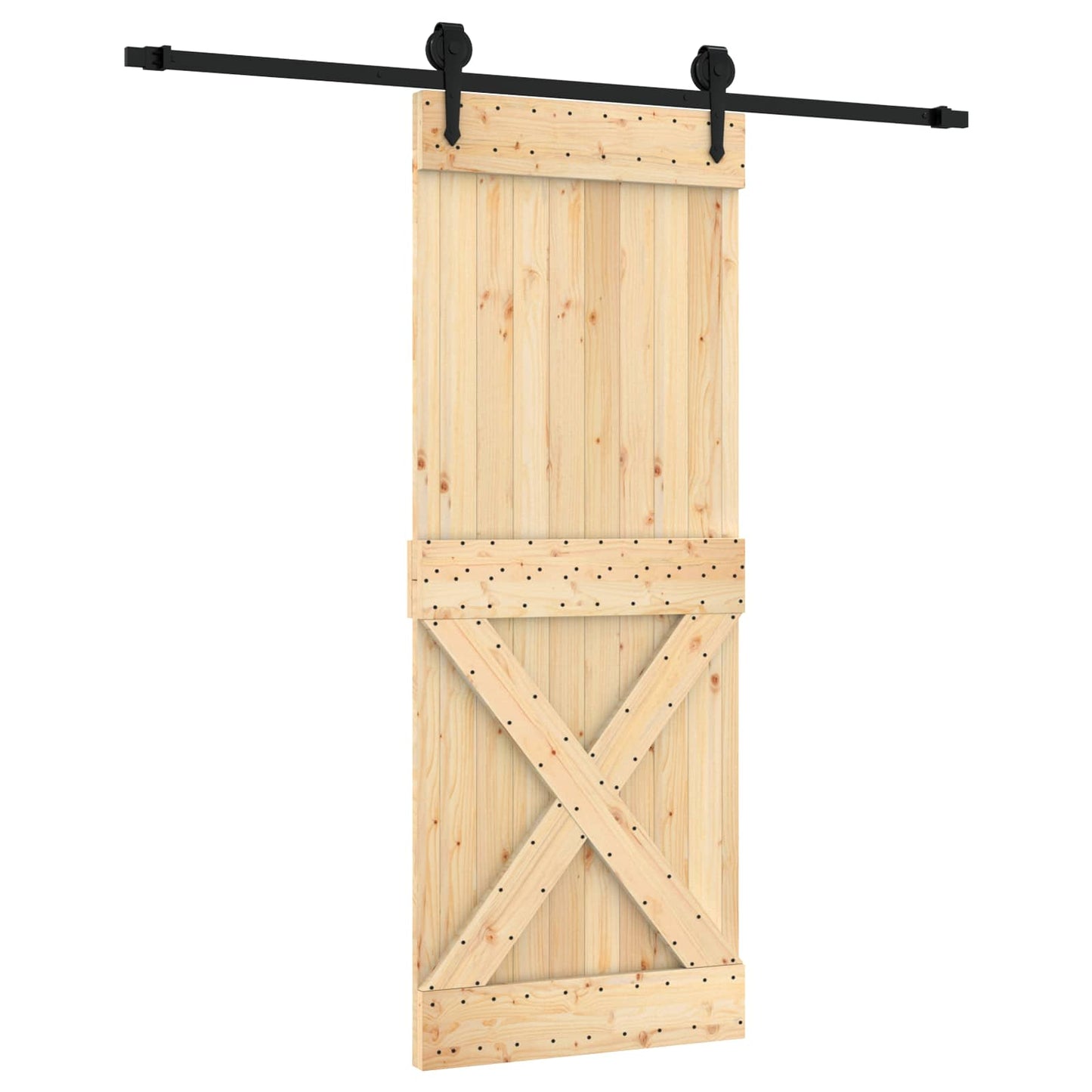 vidaXL Συρόμενη Πόρτα Φυσικό και Μαύρο 80 x 210 cm