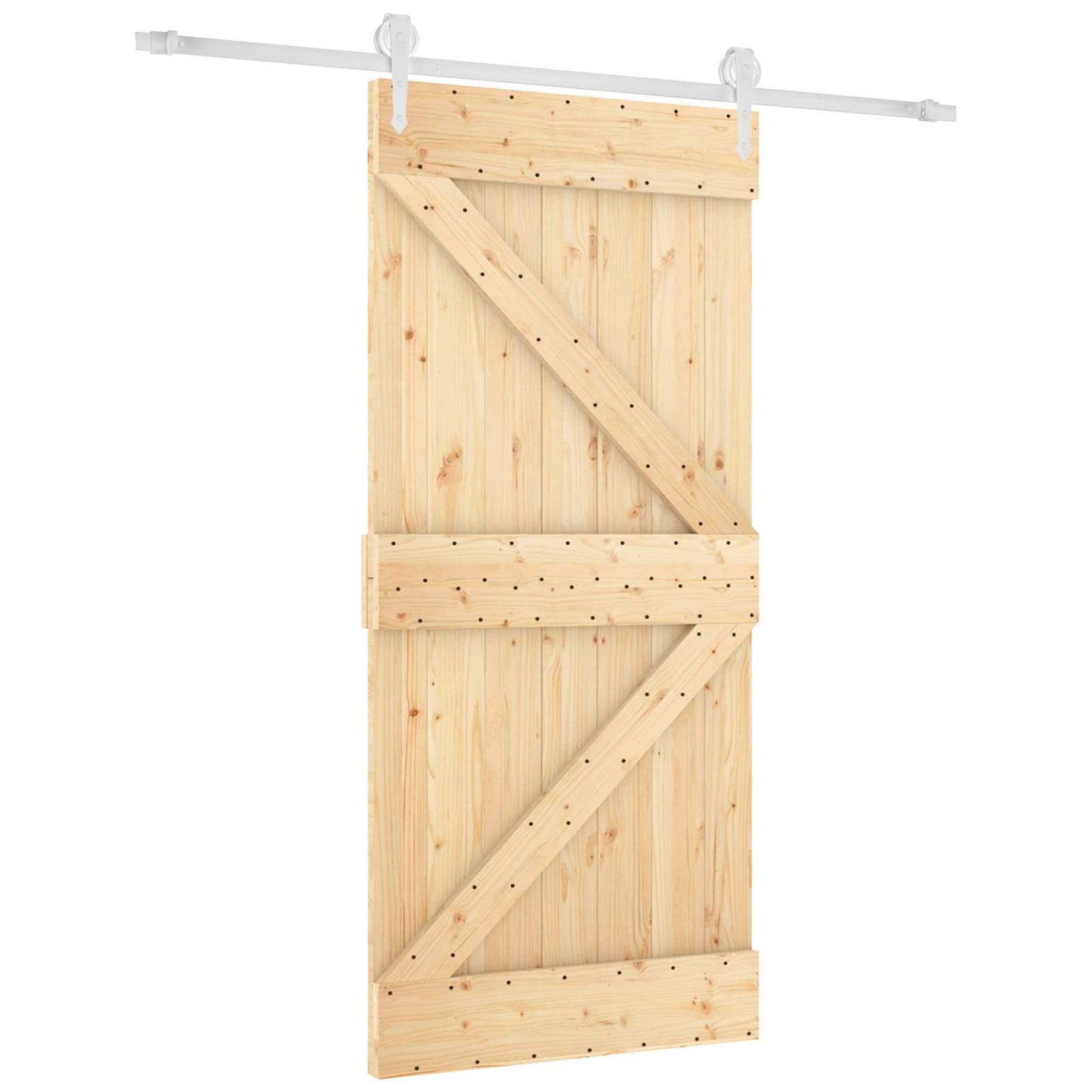vidaXL Συρόμενη Πόρτα Φυσικό και Λευκό 95 x 210 cm