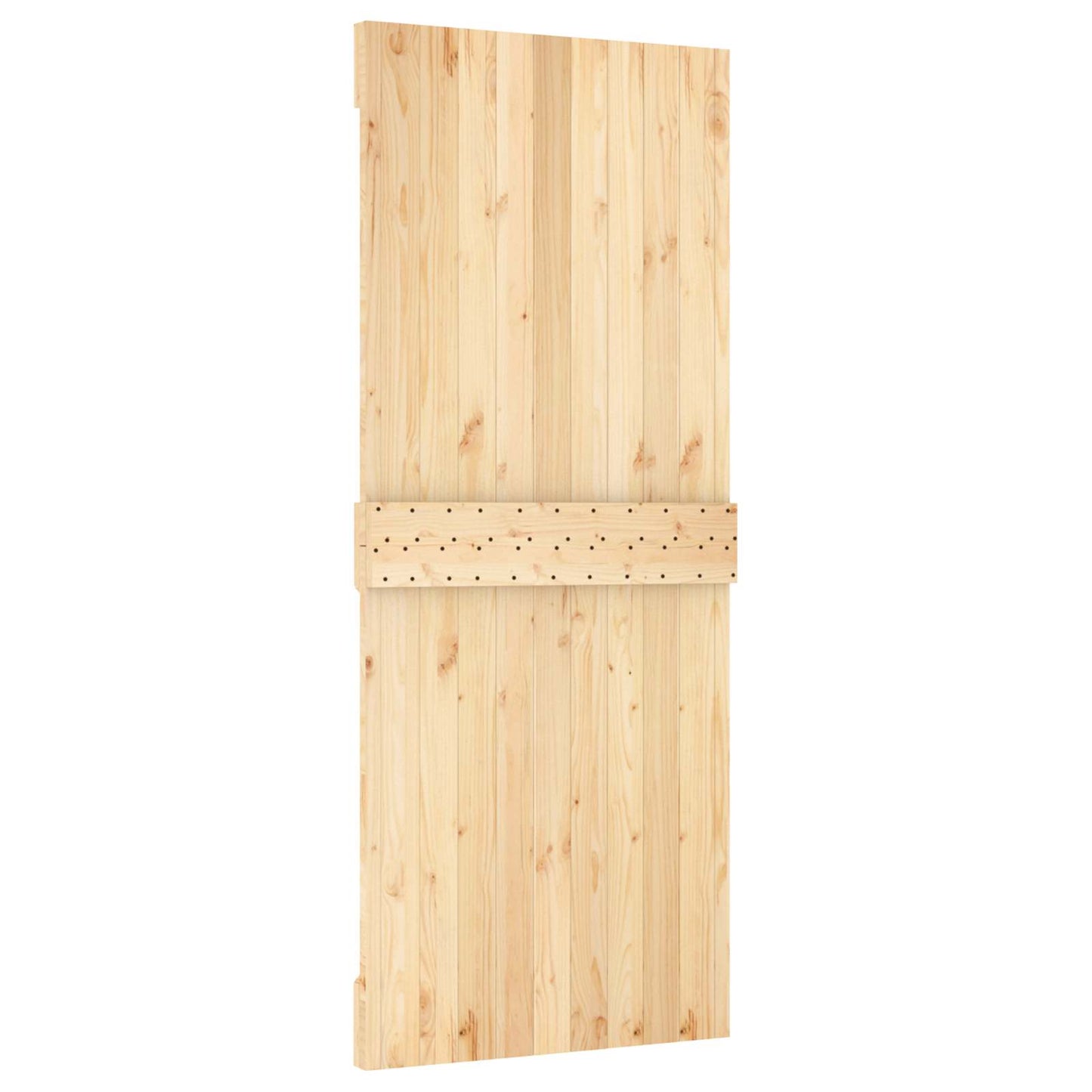 vidaXL Συρόμενη Πόρτα 100 x 210 cm Μασίφ Ξύλο Πεύκου Φυσικό και Λευκό