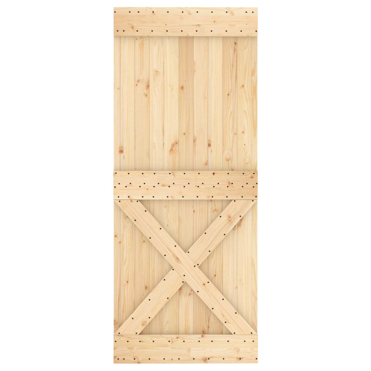 vidaXL Συρόμενη Πόρτα 100 x 210 cm Μασίφ Ξύλο Πεύκου Φυσικό και Λευκό