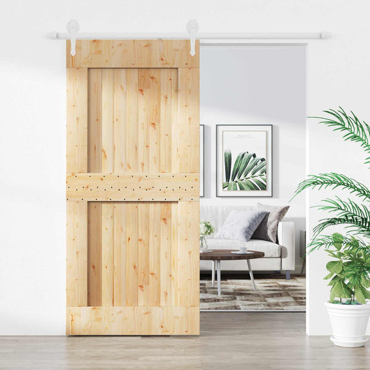 vidaXL Συρόμενη Πόρτα Φυσικό και Λευκό 100 x 210 cm