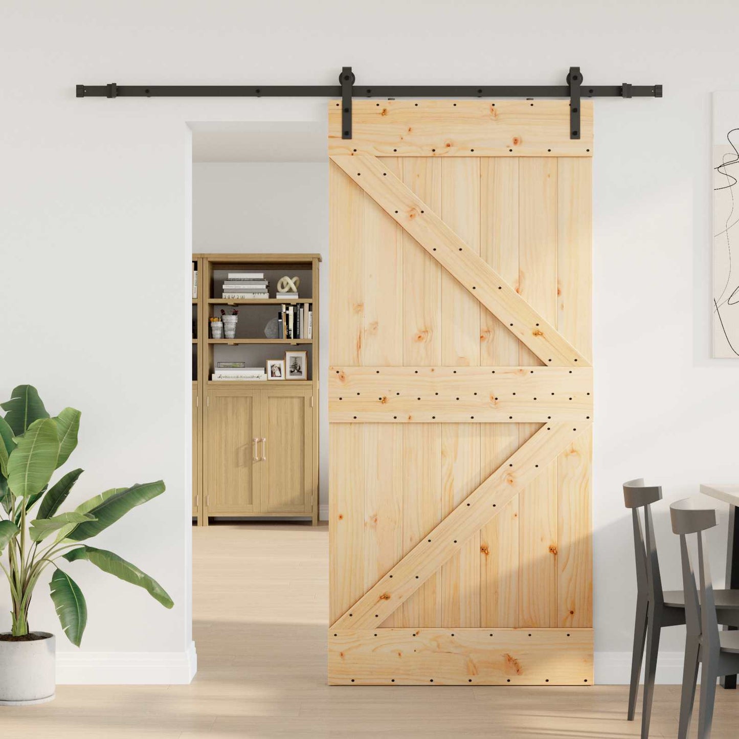 vidaXL Συρόμενη Πόρτα NARVIK 100 x 210 εκ (213,5 εκ) Φυσικό και Μαύρο