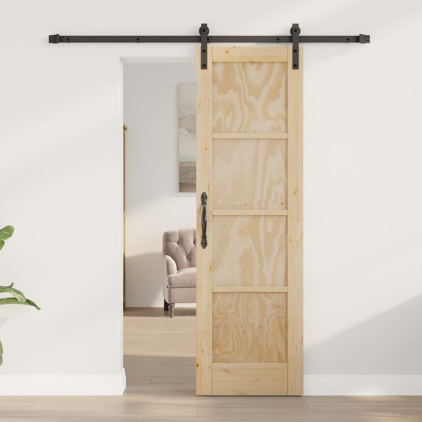 vidaXL Συρόμενη Πόρτα 61 x 198,5 εκ. Μασίφ Ξύλο Πεύκου