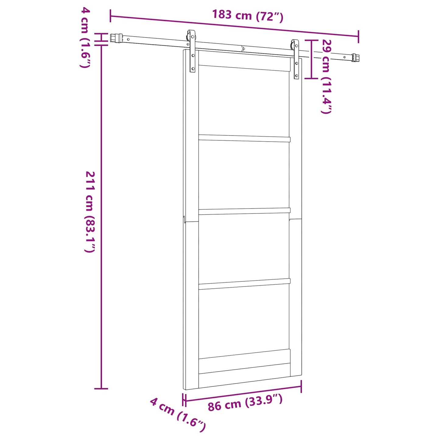 vidaXL Συρόμενη Πόρτα 86 x 211 cm Μασίφ Ξύλο Πεύκου Φυσικό και Μαύρο