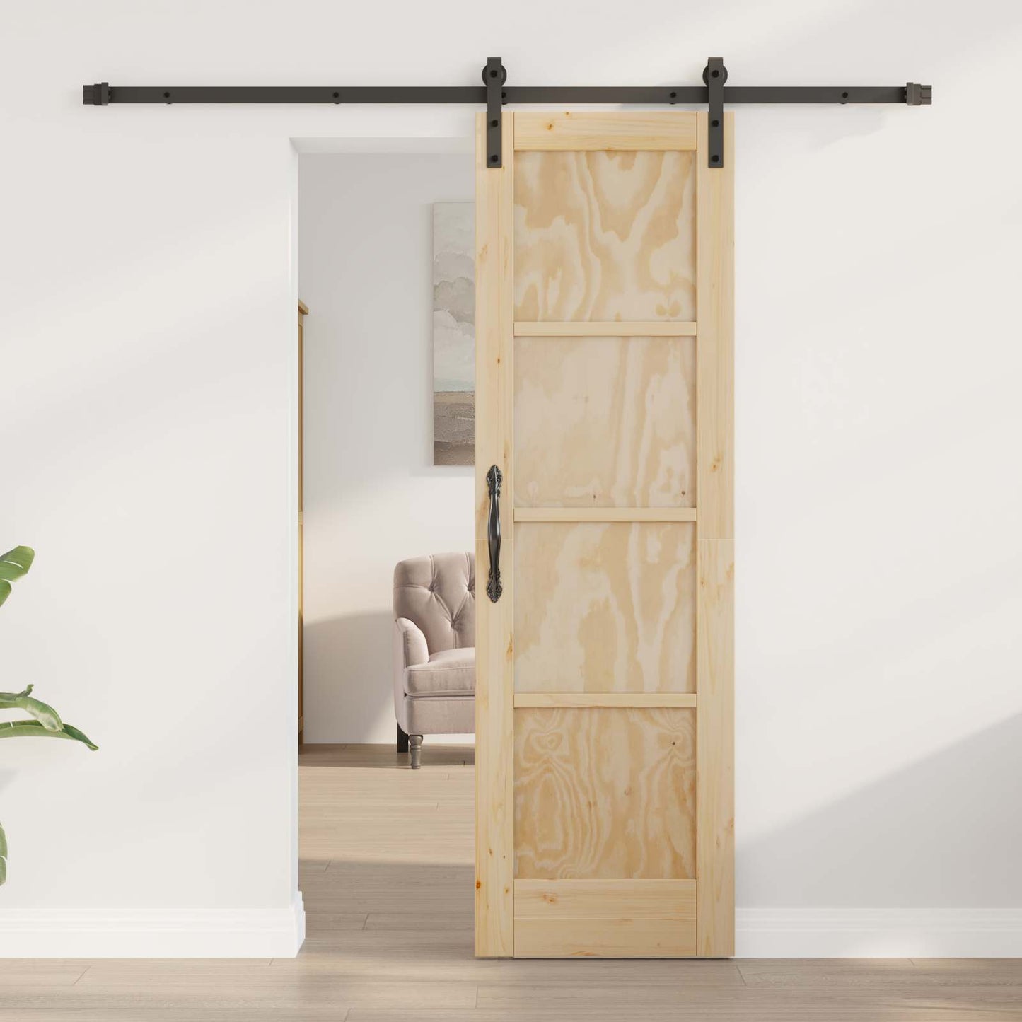 vidaXL Συρόμενη Πόρτα 61 x 198,5 εκ. Μασίφ Ξύλο Πεύκου