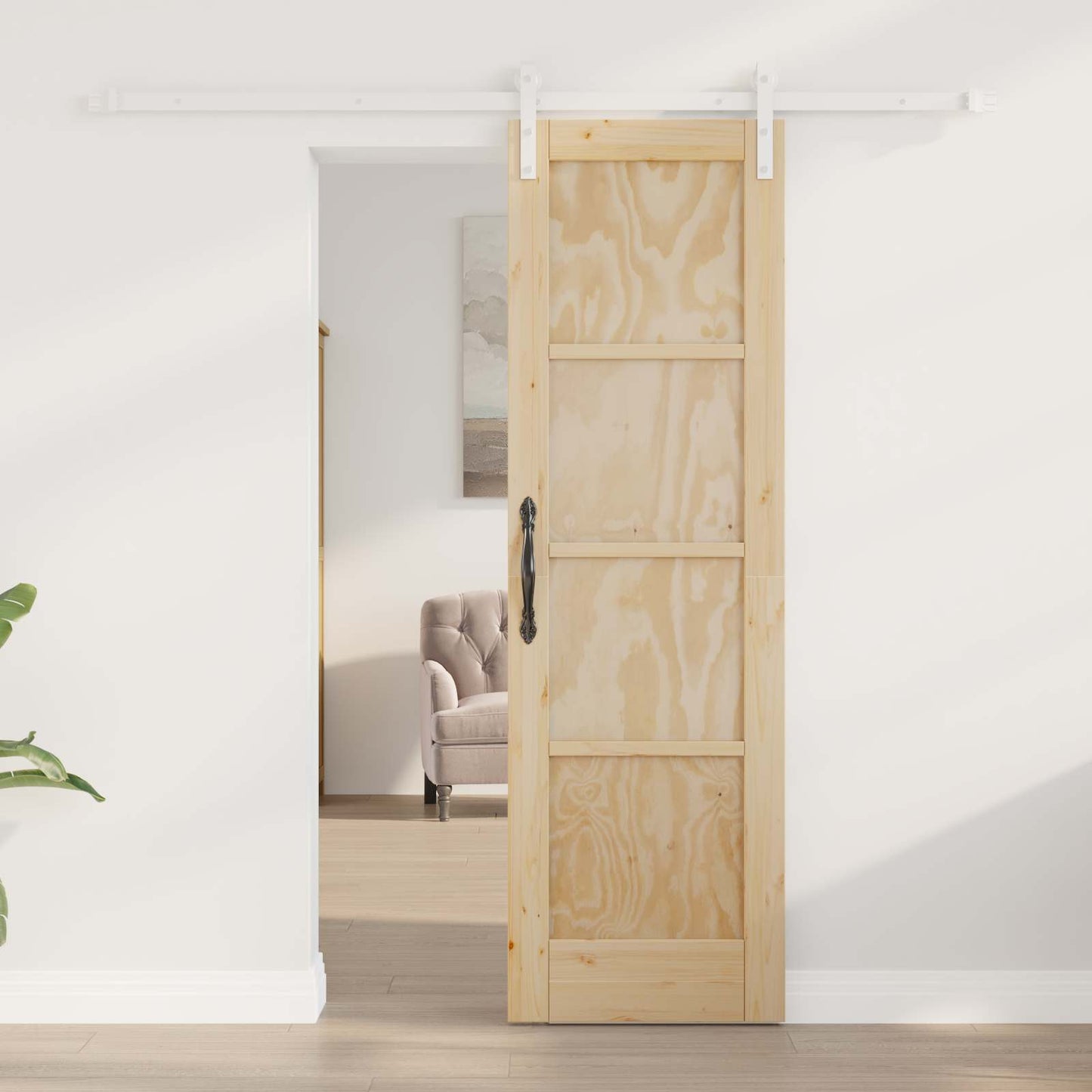 vidaXL Συρόμενη Πόρτα 61 x 198,5 εκ. Μασίφ Ξύλο Πεύκου