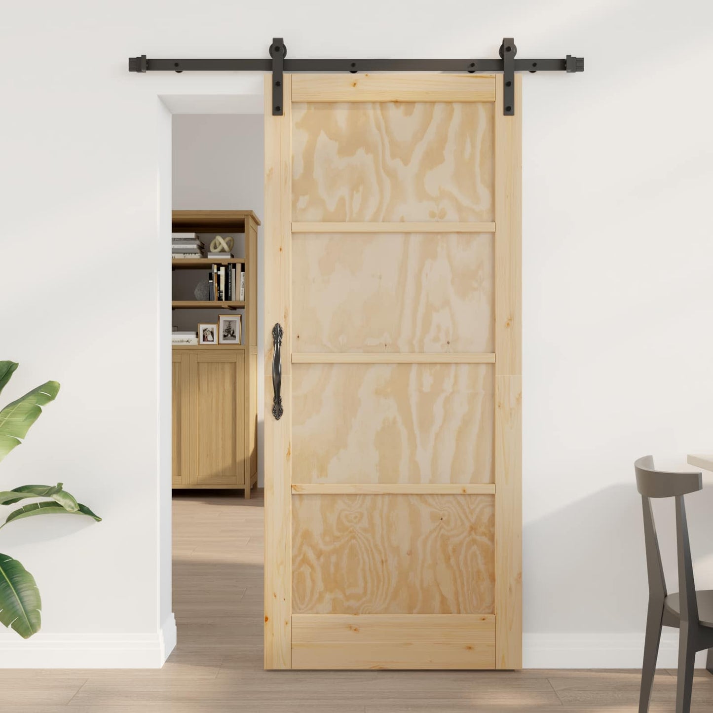 vidaXL Συρόμενη Πόρτα Φυσικό 86 x 198,5 cm Μασίφ Ξύλο Πεύκου