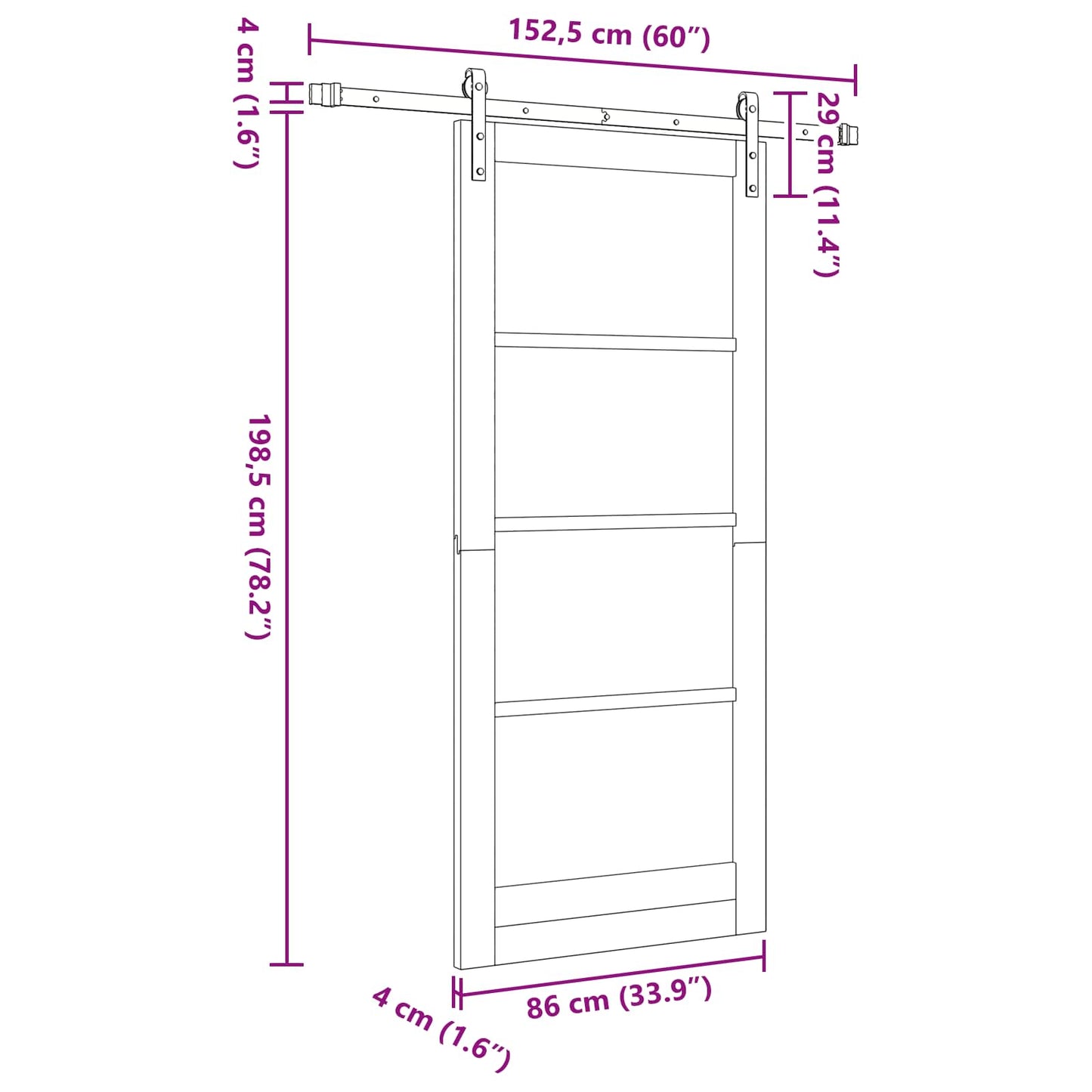 vidaXL Συρόμενη Πόρτα Φυσικό 86 x 198,5 cm Μασίφ Ξύλο Πεύκου