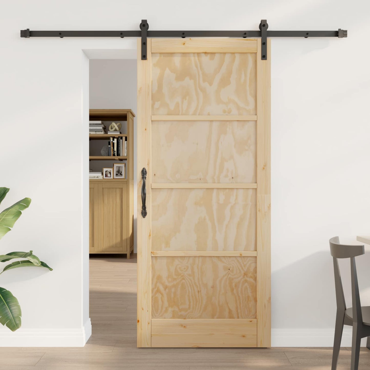 vidaXL Συρόμενη Πόρτα Φυσικό 86 x 198,5 cm Μασίφ Ξύλο Πεύκου