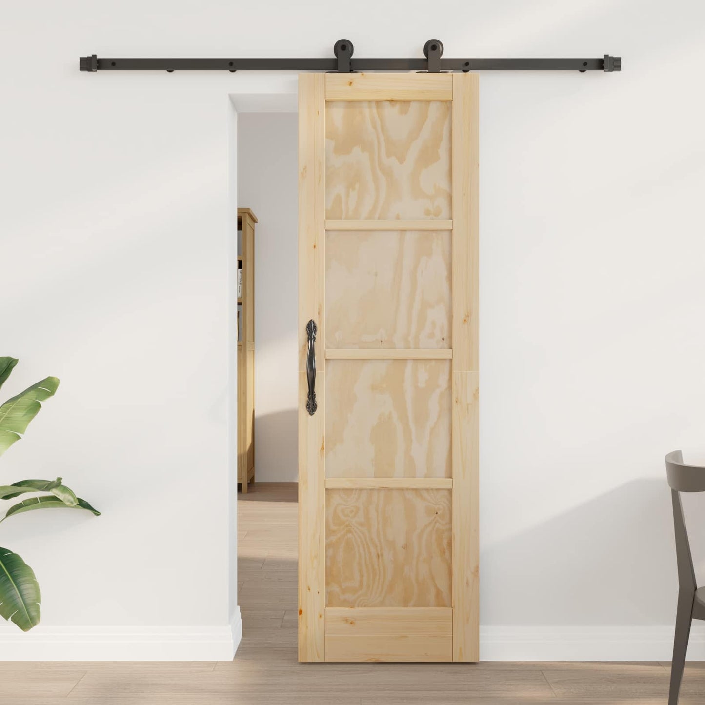 vidaXL Συρόμενη Πόρτα Φυσικό και Μαύρο 61 x 198,5 εκ.