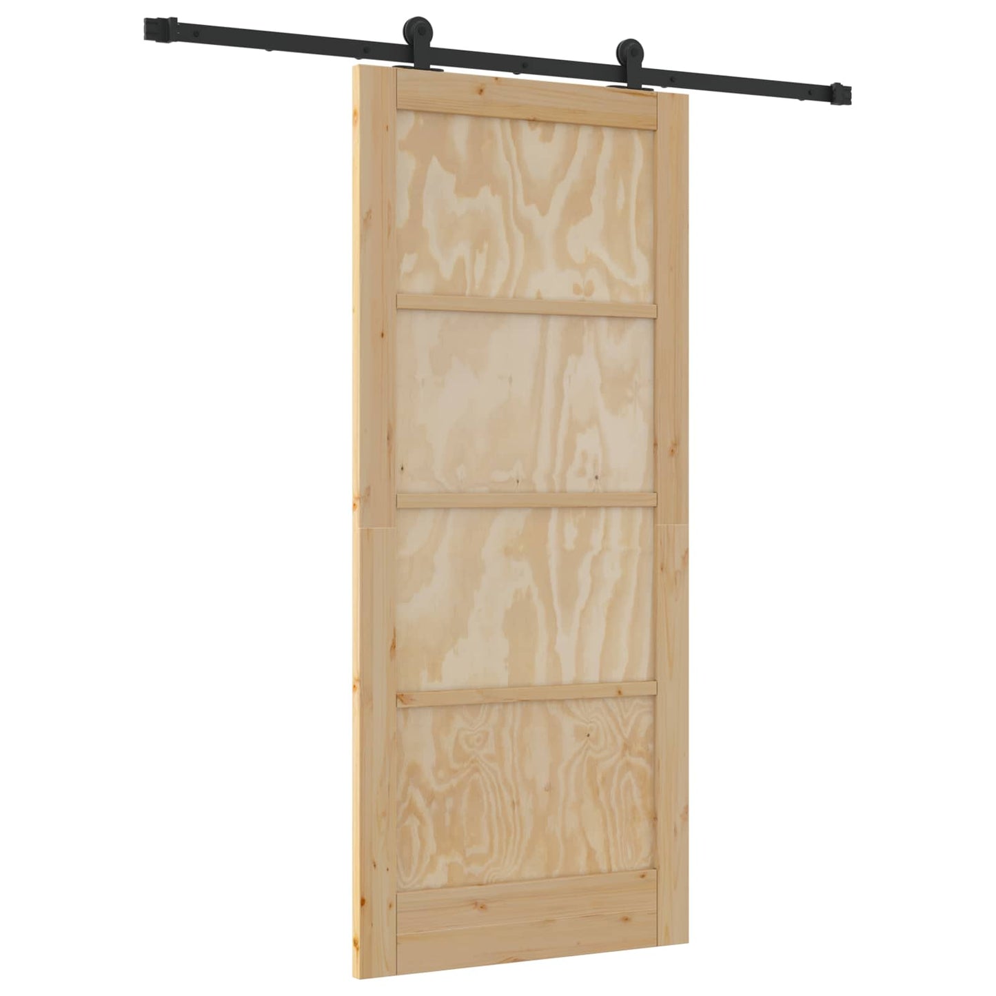 vidaXL Συρόμενη Πόρτα Φυσικό και Μαύρο 86 x 198,5 cm Μασίφ Ξύλο Πεύκου