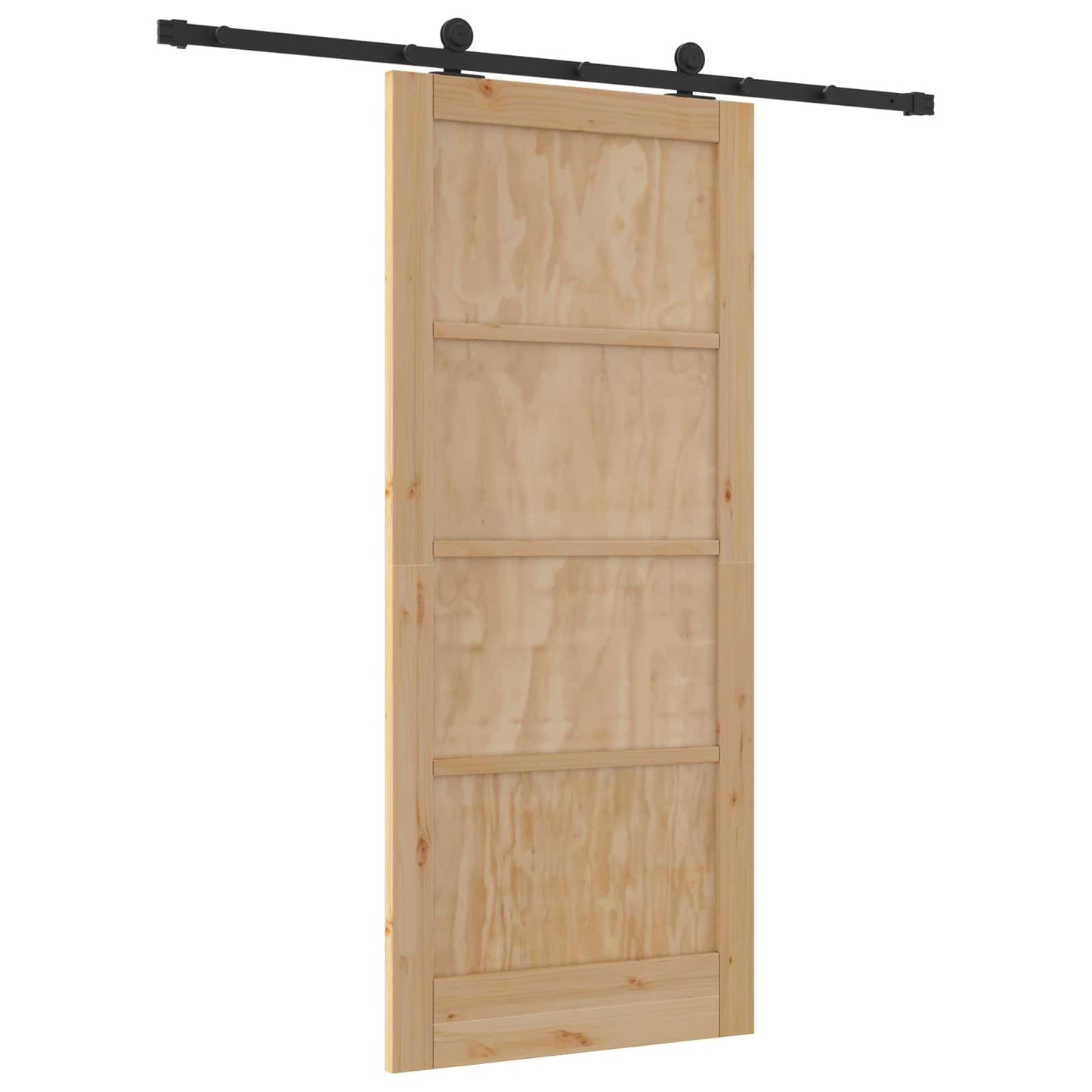vidaXL Συρόμενη Πόρτα Φυσικό και Μαύρο 86 x 198,5 cm Μασίφ Ξύλο Πεύκου