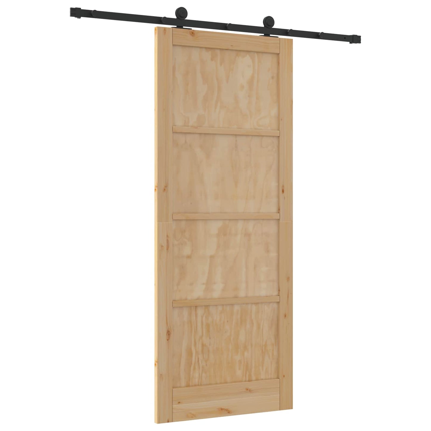 vidaXL Συρόμενη Πόρτα Φυσικό και Μαύρο 86 x 211 cm Μασίφ Ξύλο Πεύκου