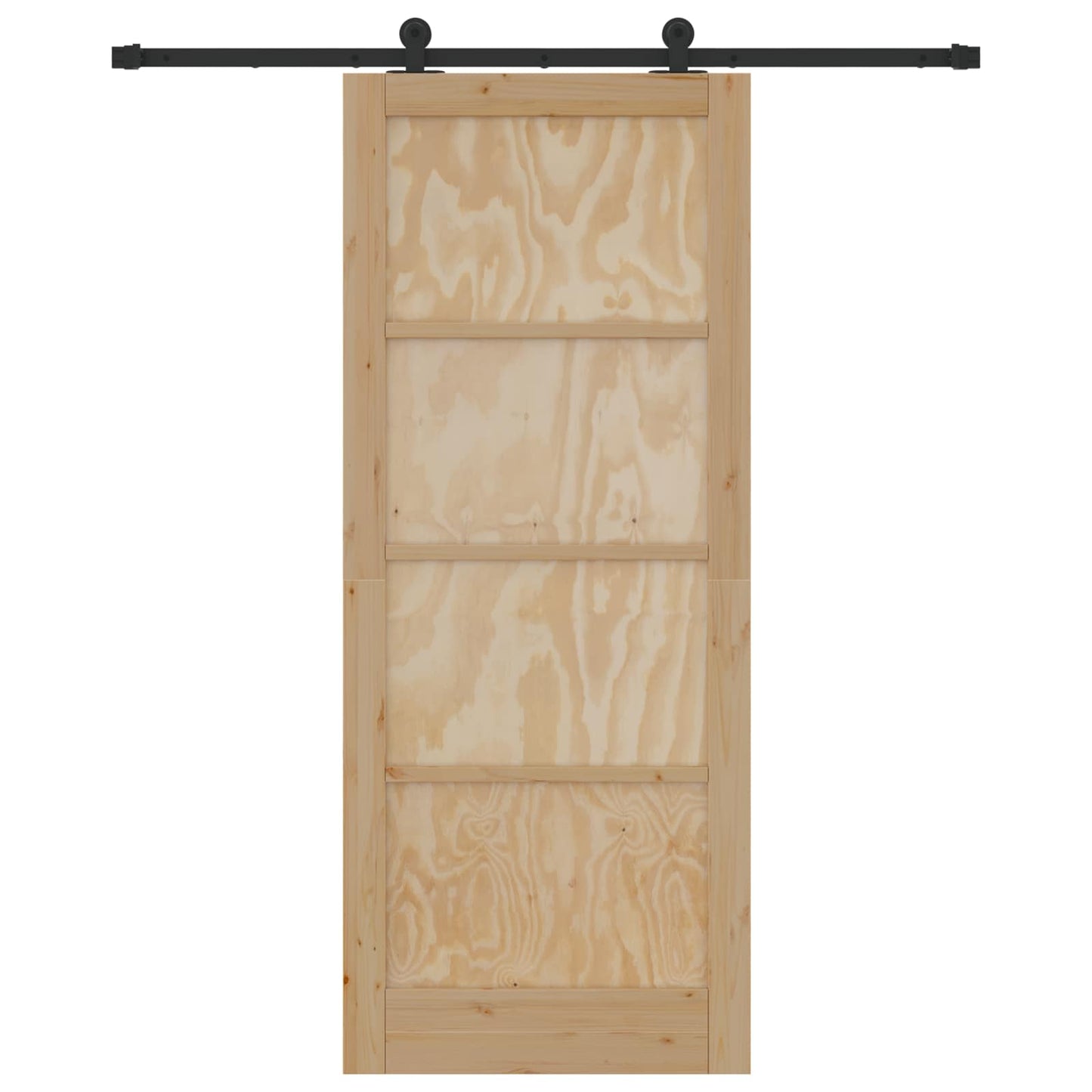 vidaXL Συρόμενη Πόρτα Φυσικό και Μαύρο 86 x 211 cm Μασίφ Ξύλο Πεύκου