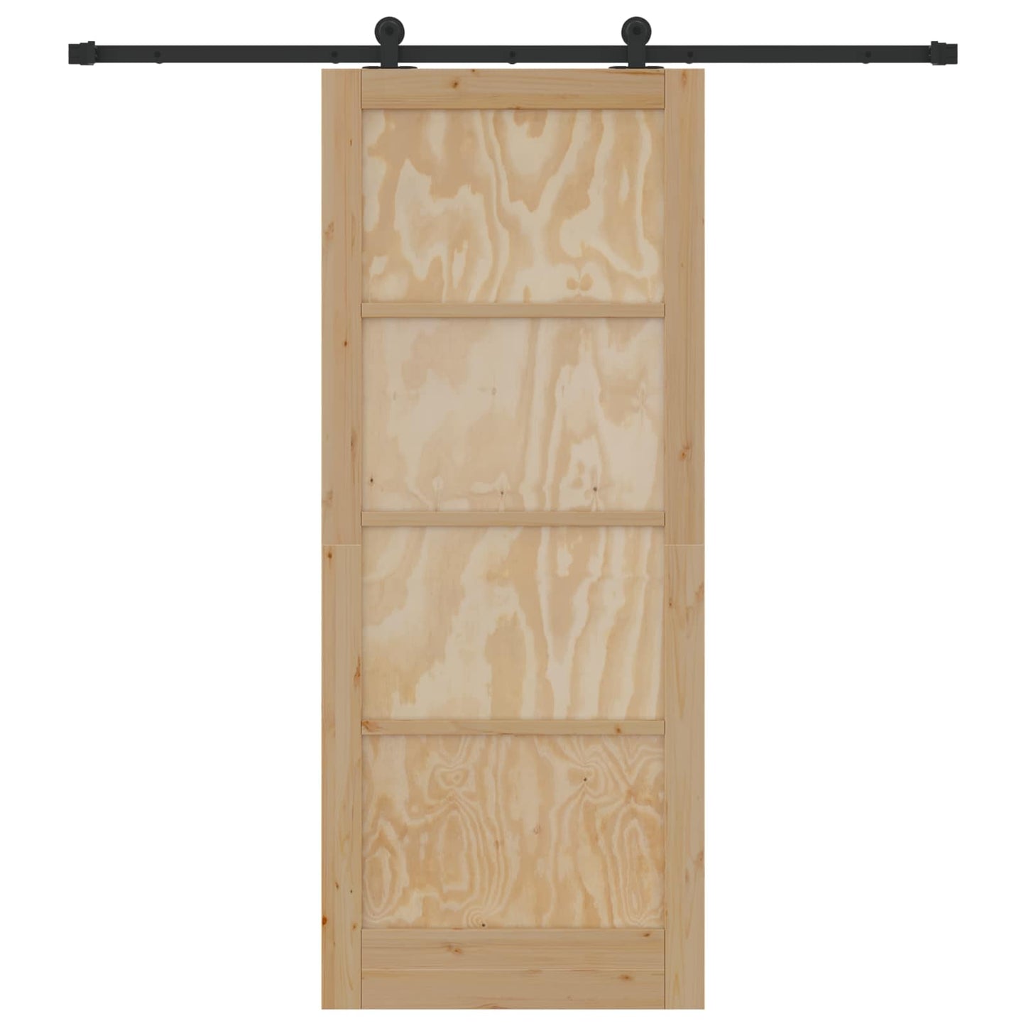 vidaXL Συρόμενη Πόρτα Φυσικό και Μαύρο 86 x 211 cm Μασίφ Ξύλο Πεύκου