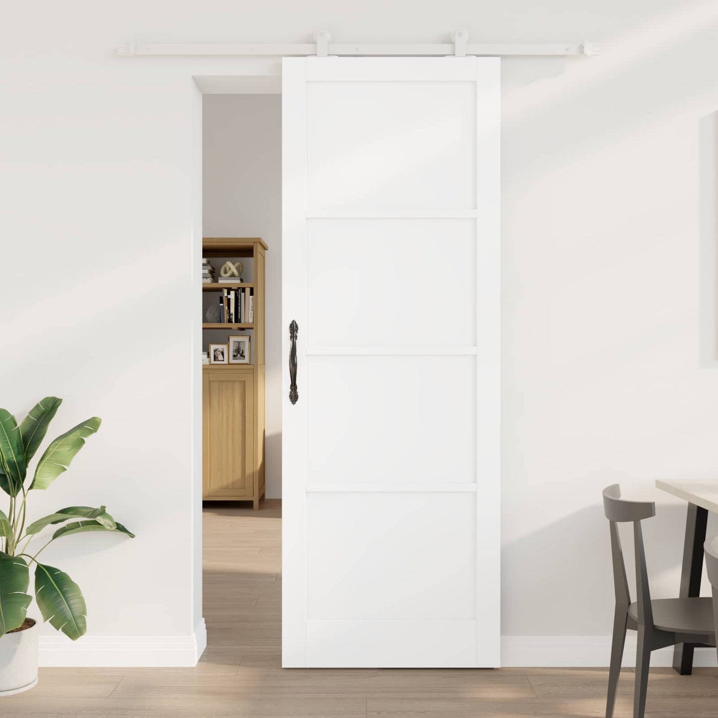 vidaXL Συρόμενη Πόρτα Λευκό 83 x 232 εκ. Μασίφ Ξύλο Πεύκου