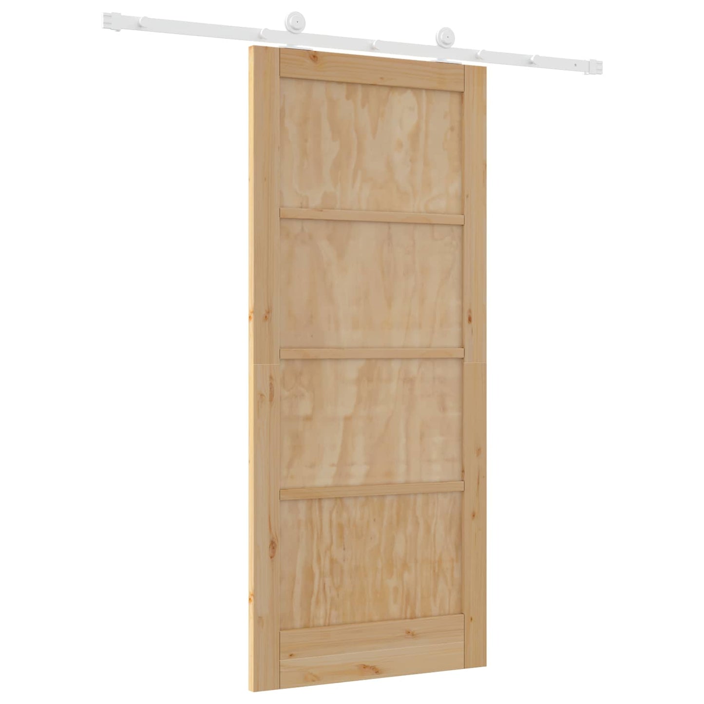 vidaXL Συρόμενη Πόρτα Φυσικό και Λευκό 86 x 198,5 cm Μασίφ Ξύλο Πεύκου