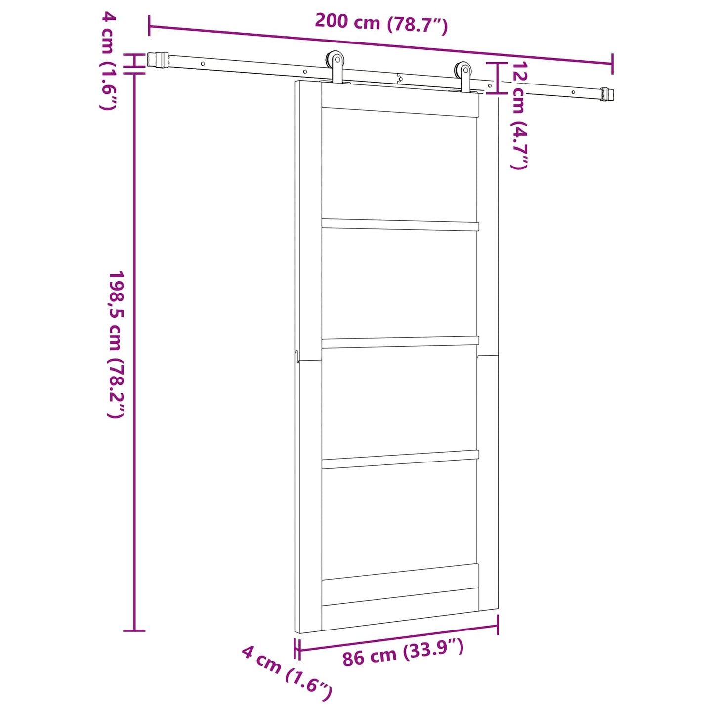 vidaXL Συρόμενη Πόρτα Φυσικό και Λευκό 86 x 198,5 cm Μασίφ Ξύλο Πεύκου