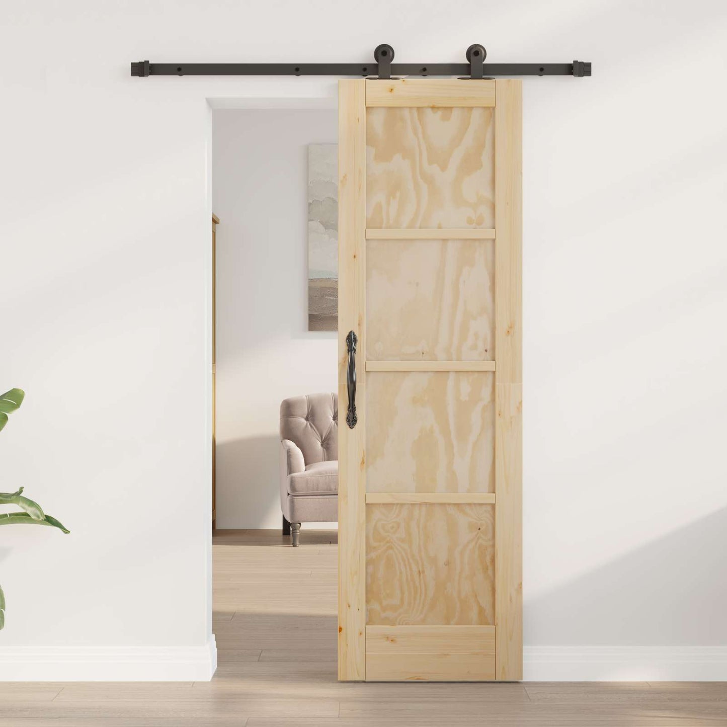 vidaXL Συρόμενη Πόρτα ORKDAL 61 x 198,5 εκ. Μασίφ Ξύλο Πεύκου Φυσικό