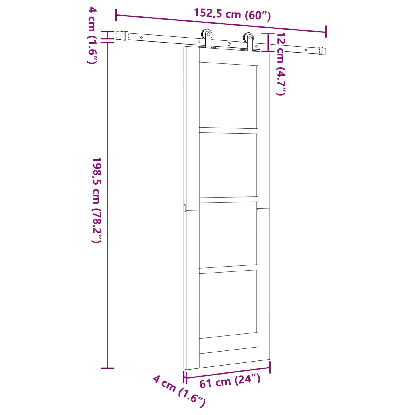 vidaXL Συρόμενη Πόρτα ORKDAL 61 x 198,5 εκ. Μασίφ Ξύλο Πεύκου Φυσικό