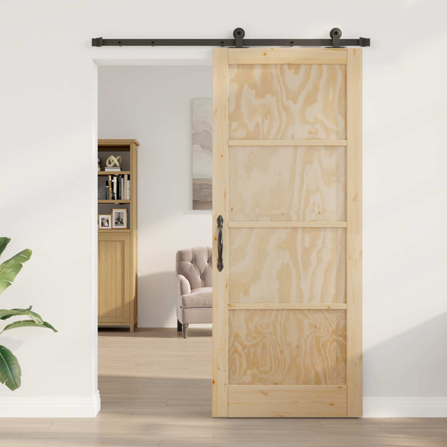 vidaXL Συρόμενη Πόρτα ORKDAL 86 x 211 cm Μασίφ Ξύλο Πεύκου Φυσικό