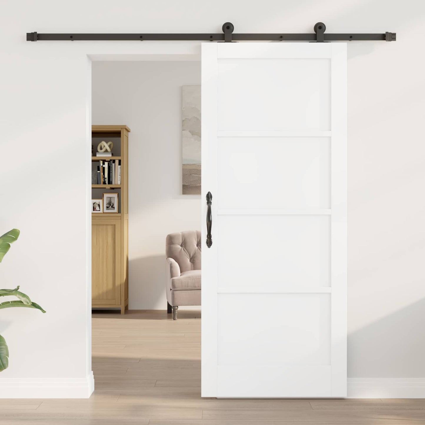 vidaXL Συρόμενη Πόρτα ORKDAL 83 x 202 εκ. Μασίφ Ξύλο Πεύκου Λευκό