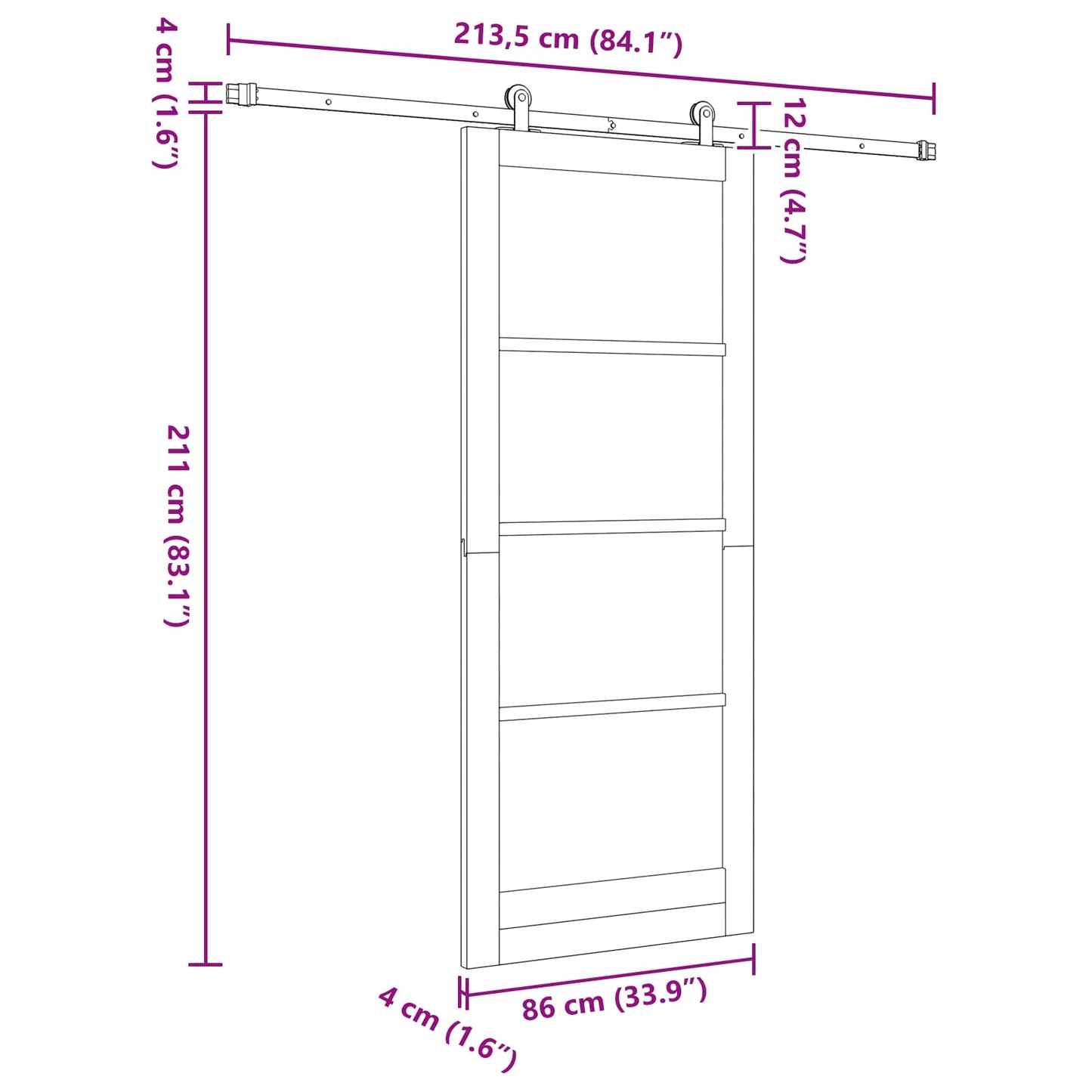 vidaXL Συρόμενη Πόρτα ORKDAL 86 x 211 cm Μασίφ Ξύλο Πεύκου Φυσικό