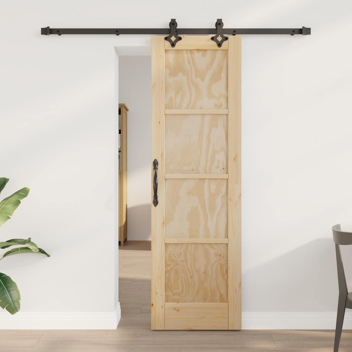 vidaXL Συρόμενη Πόρτα Φυσικό και Μαύρο 61 x 198,5 εκ.