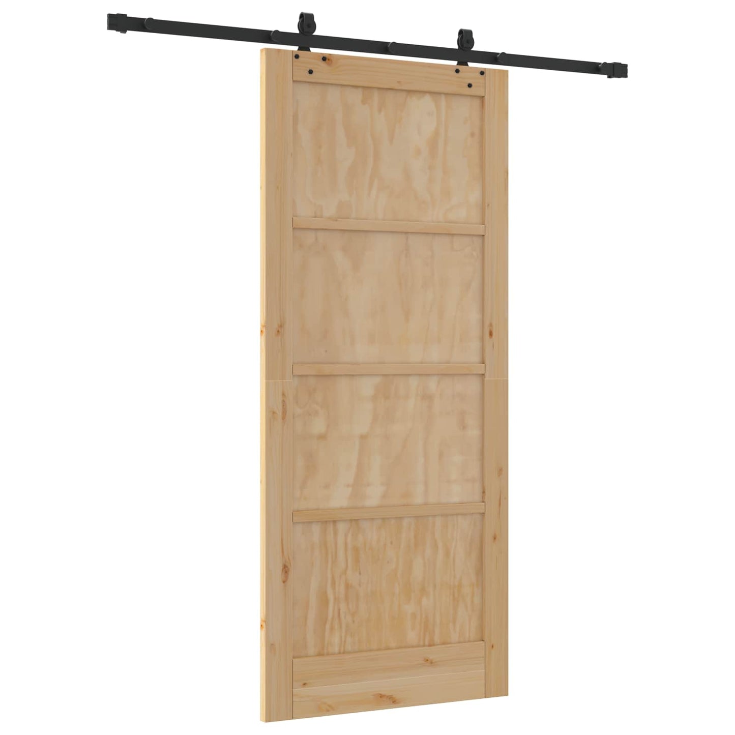 vidaXL Συρόμενη Πόρτα Φυσικό και Μαύρο 86 x 198,5 cm Μασίφ Ξύλο Πεύκου