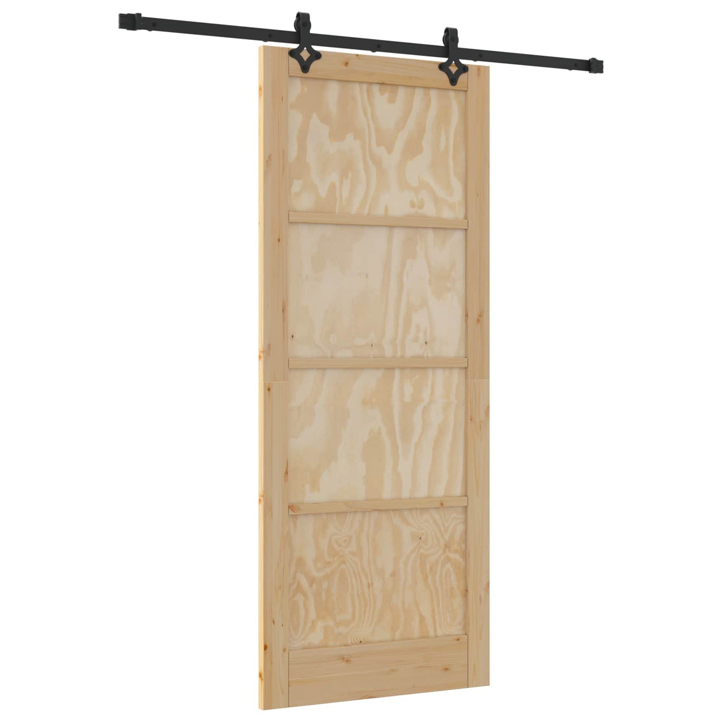 vidaXL Συρόμενη Πόρτα Φυσικό και Μαύρο 86 x 211 cm Μασίφ Ξύλο Πεύκου