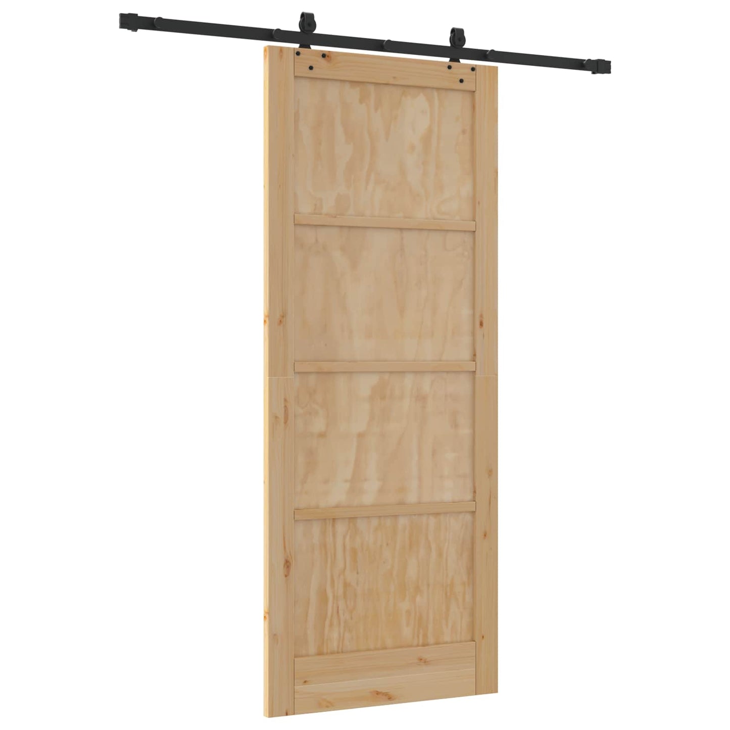vidaXL Συρόμενη Πόρτα Φυσικό και Μαύρο 86 x 211 cm Μασίφ Ξύλο Πεύκου