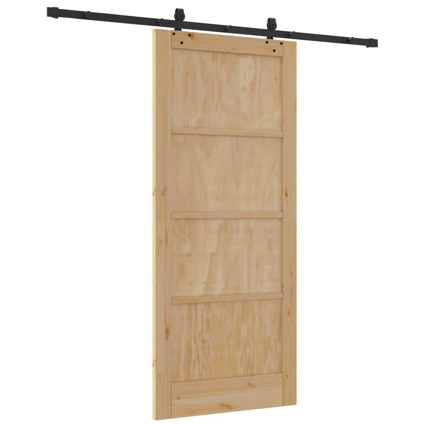 vidaXL Συρόμενη Πόρτα Φυσικό και Μαύρο 86 x 198,5 cm Μασίφ Ξύλο Πεύκου
