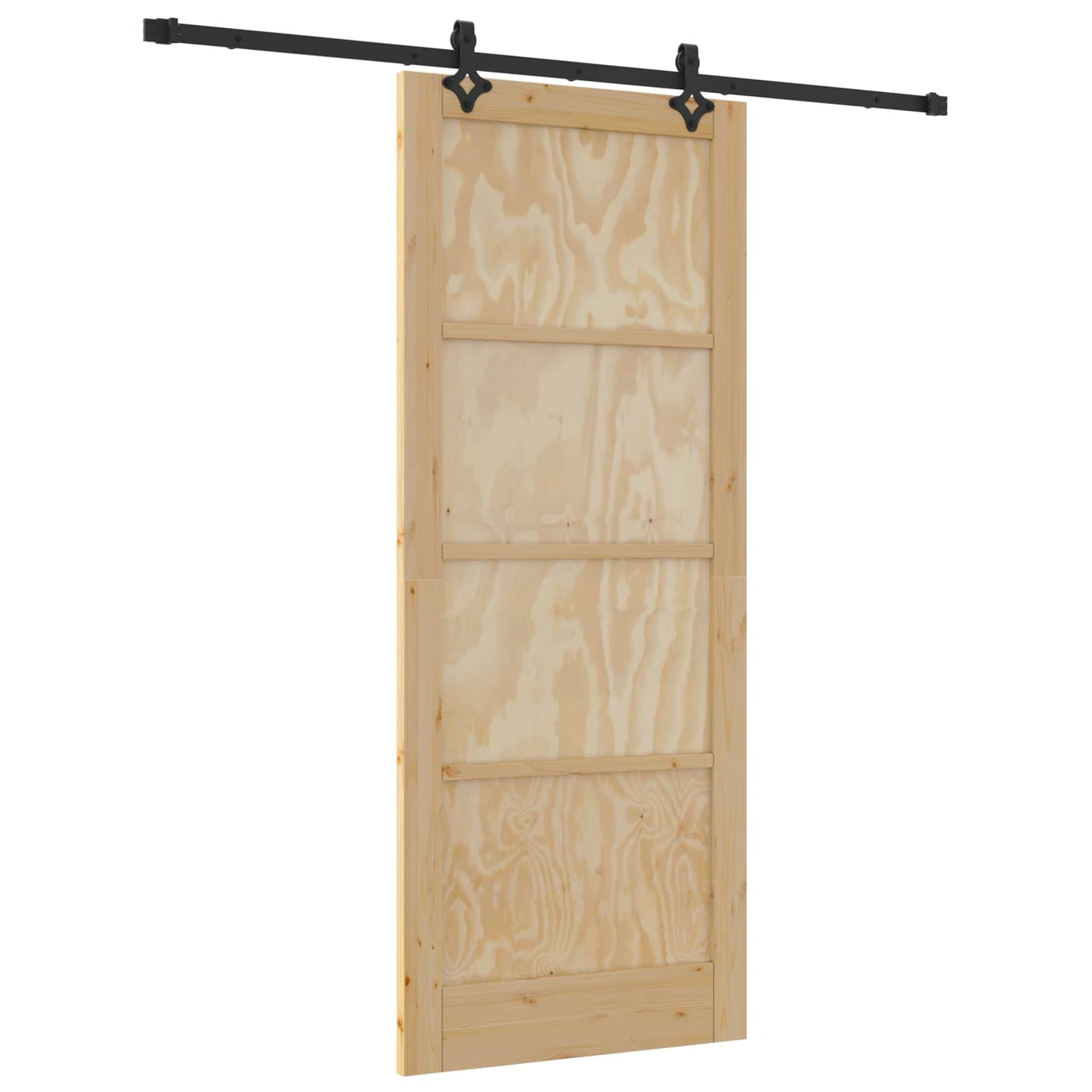 vidaXL Συρόμενη Πόρτα Φυσικό και Μαύρο 86 x 211 cm Μασίφ Ξύλο Πεύκου