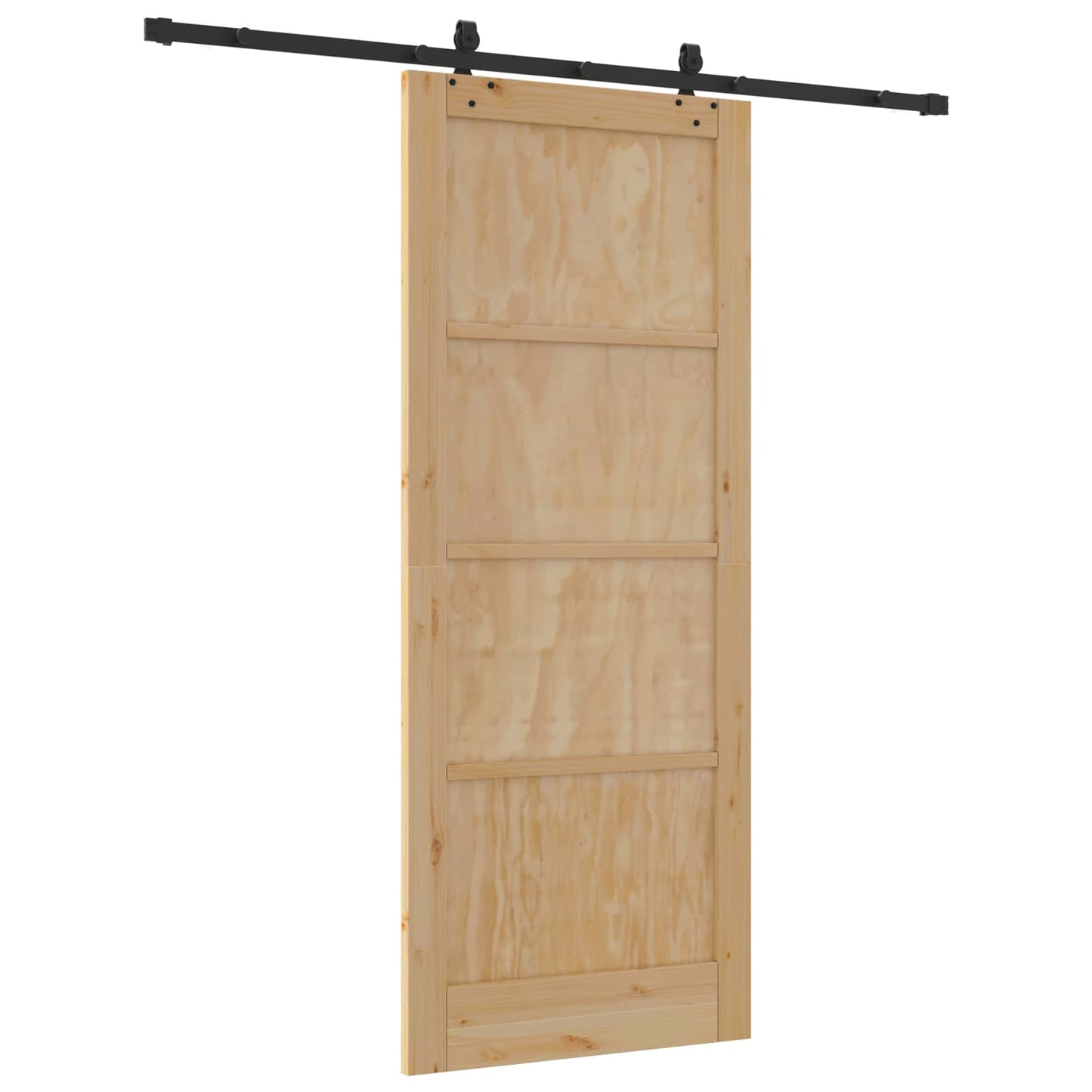 vidaXL Συρόμενη Πόρτα Φυσικό και Μαύρο 86 x 211 cm Μασίφ Ξύλο Πεύκου