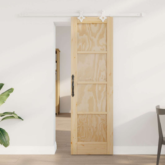 vidaXL Συρόμενη Πόρτα Φυσικό και Λευκό 61 x 198,5 εκ.
