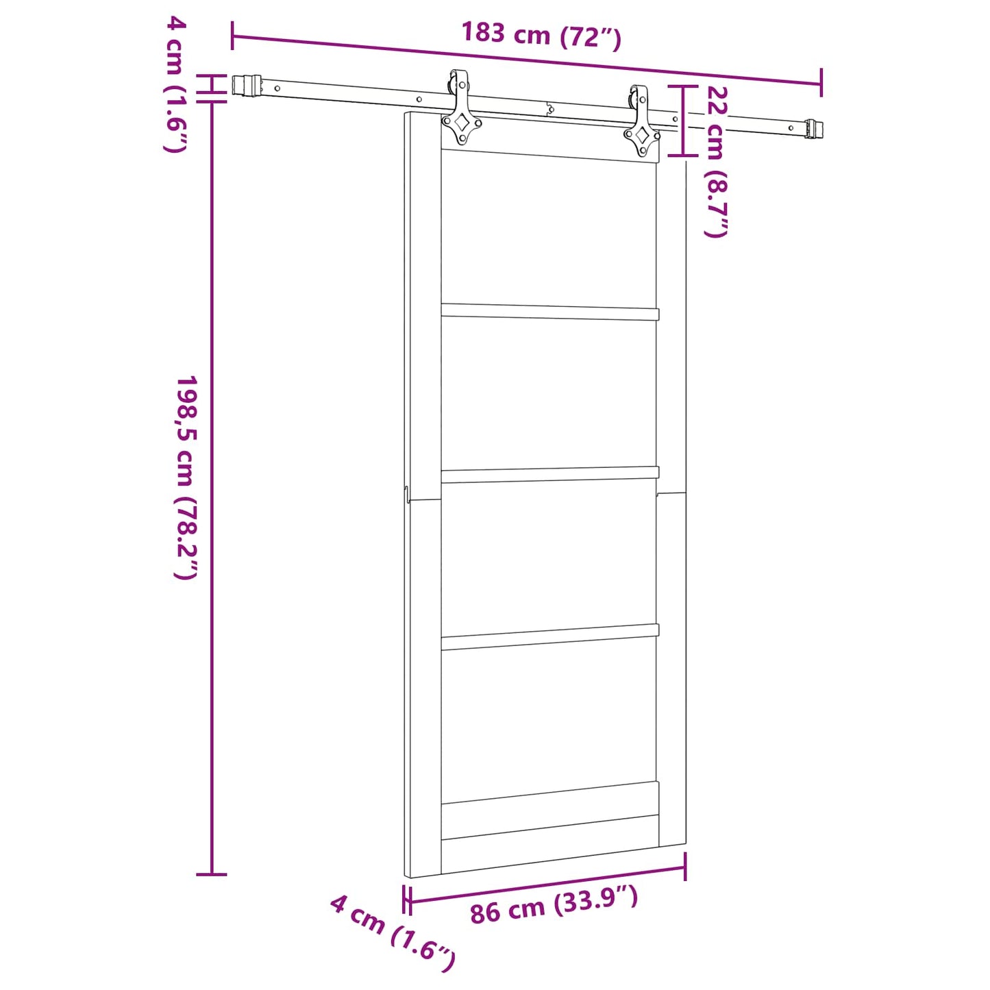 vidaXL Συρόμενη Πόρτα Φυσικό και Λευκό 86 x 198,5 cm Μασίφ Ξύλο Πεύκου
