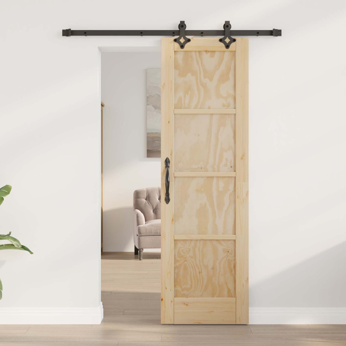 vidaXL Συρόμενη Πόρτα ORKDAL 61 x 198,5 εκ. Μασίφ Ξύλο Πεύκου Φυσικό