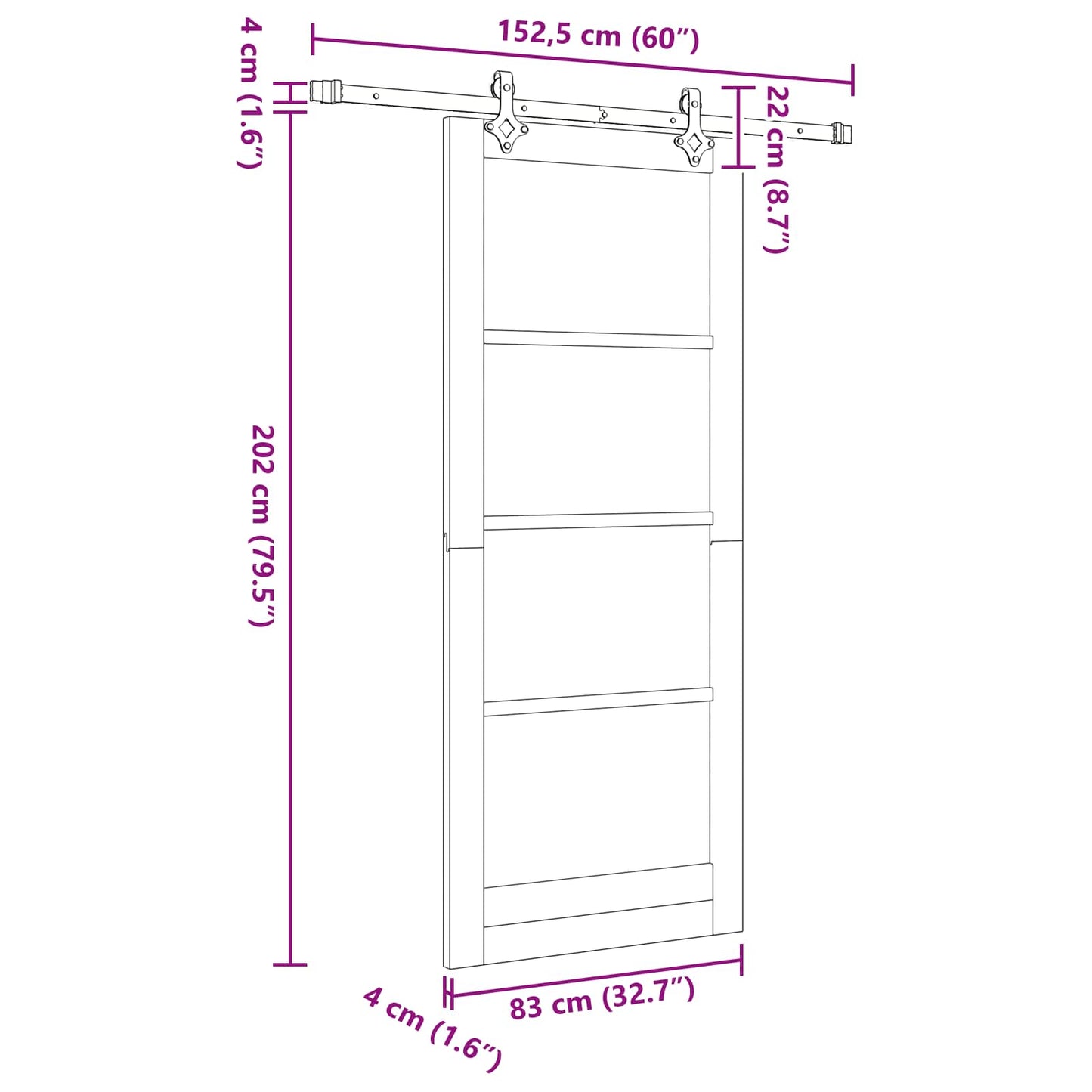 vidaXL Συρόμενη Πόρτα ORKDAL 83 x 202 εκ. Μασίφ Ξύλο Πεύκου Λευκό